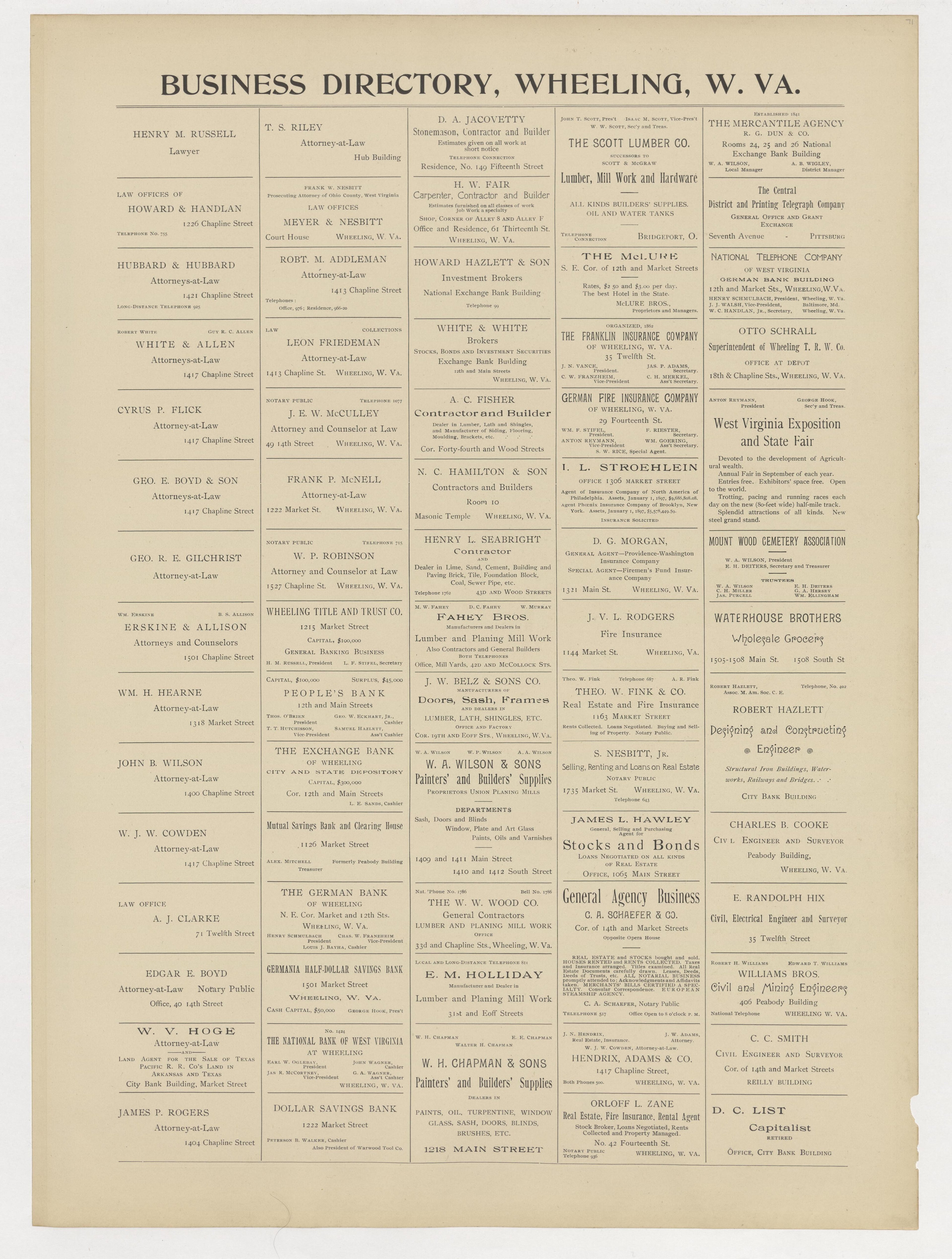 This old map of , West Virginia, Wheeling was created by Barthel, Otto in 1901