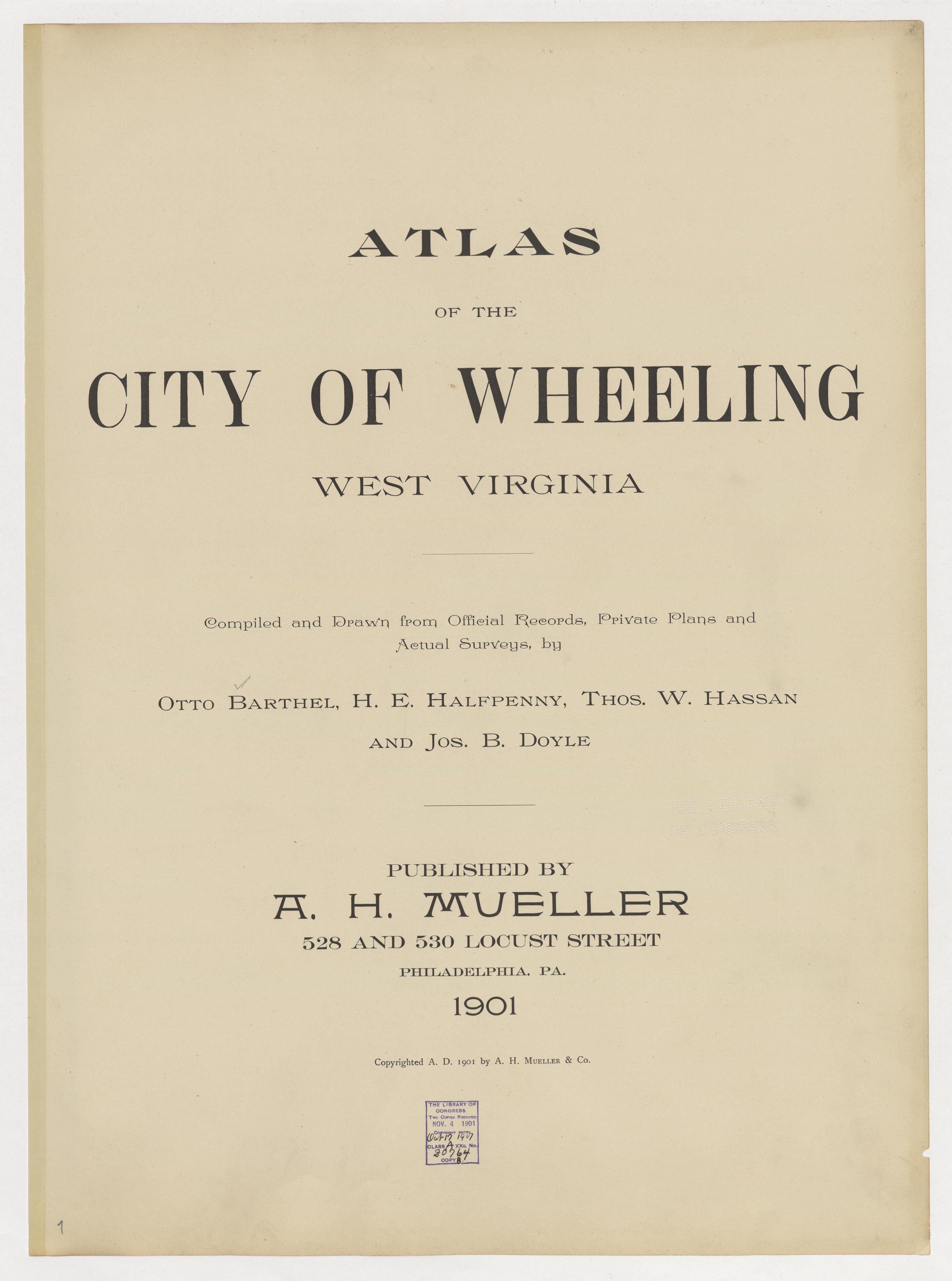 This old map of , West Virginia, Wheeling was created by Barthel, Otto in 1901