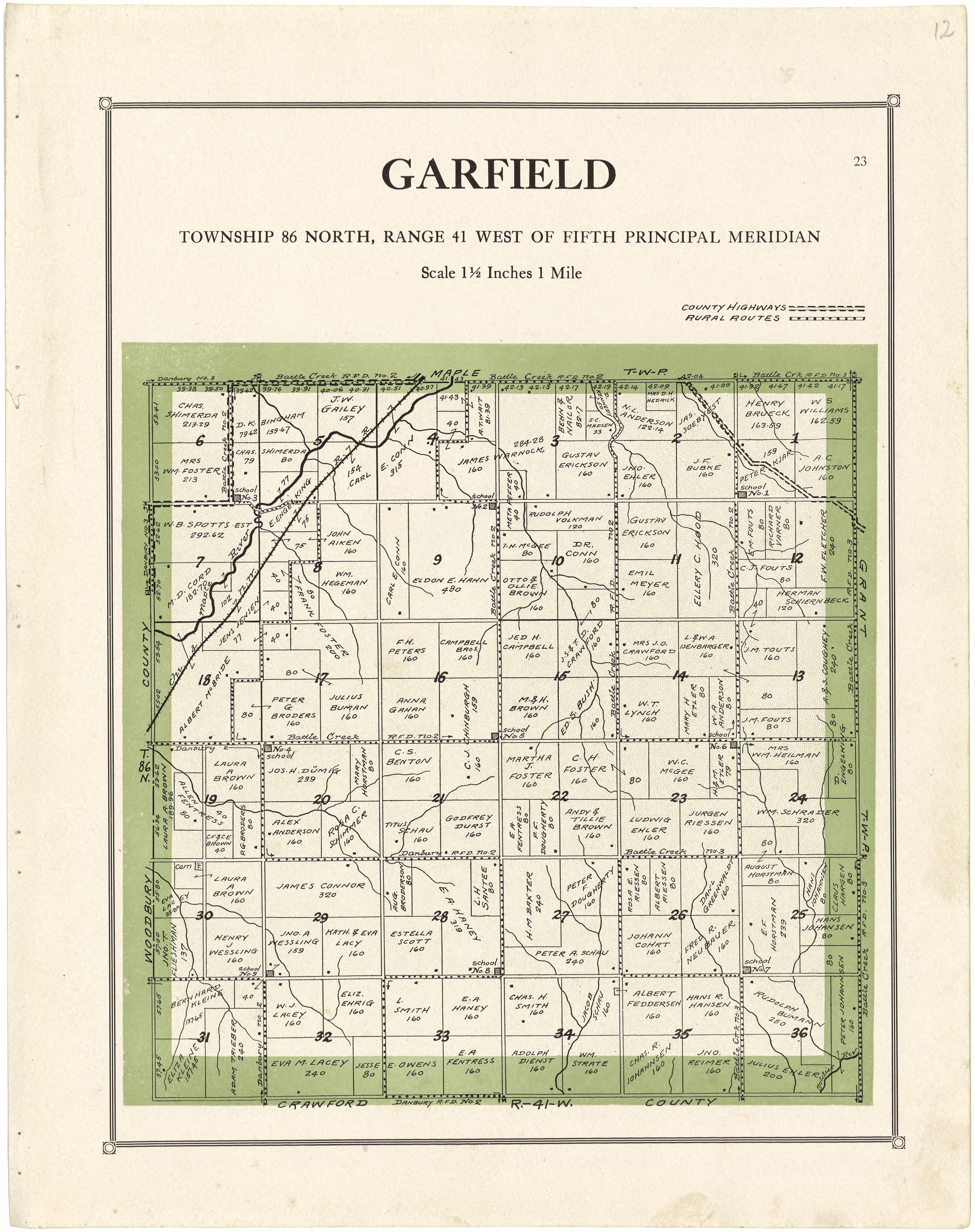 Garfield from Atlas of Ida County, Iowa 1920 by Relic Map Company