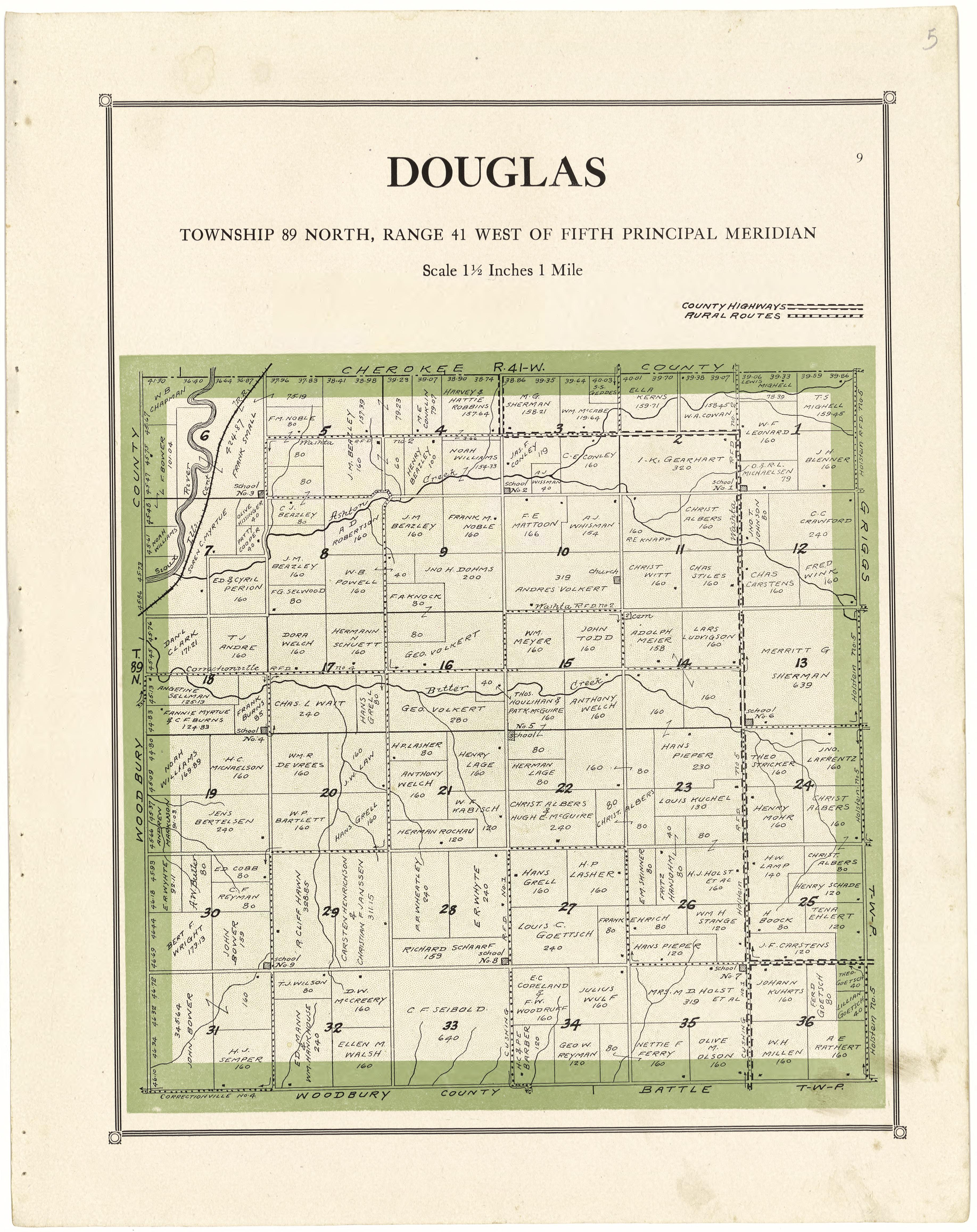 Douglas from Atlas of Ida County, Iowa 1920 by Relic Map Company