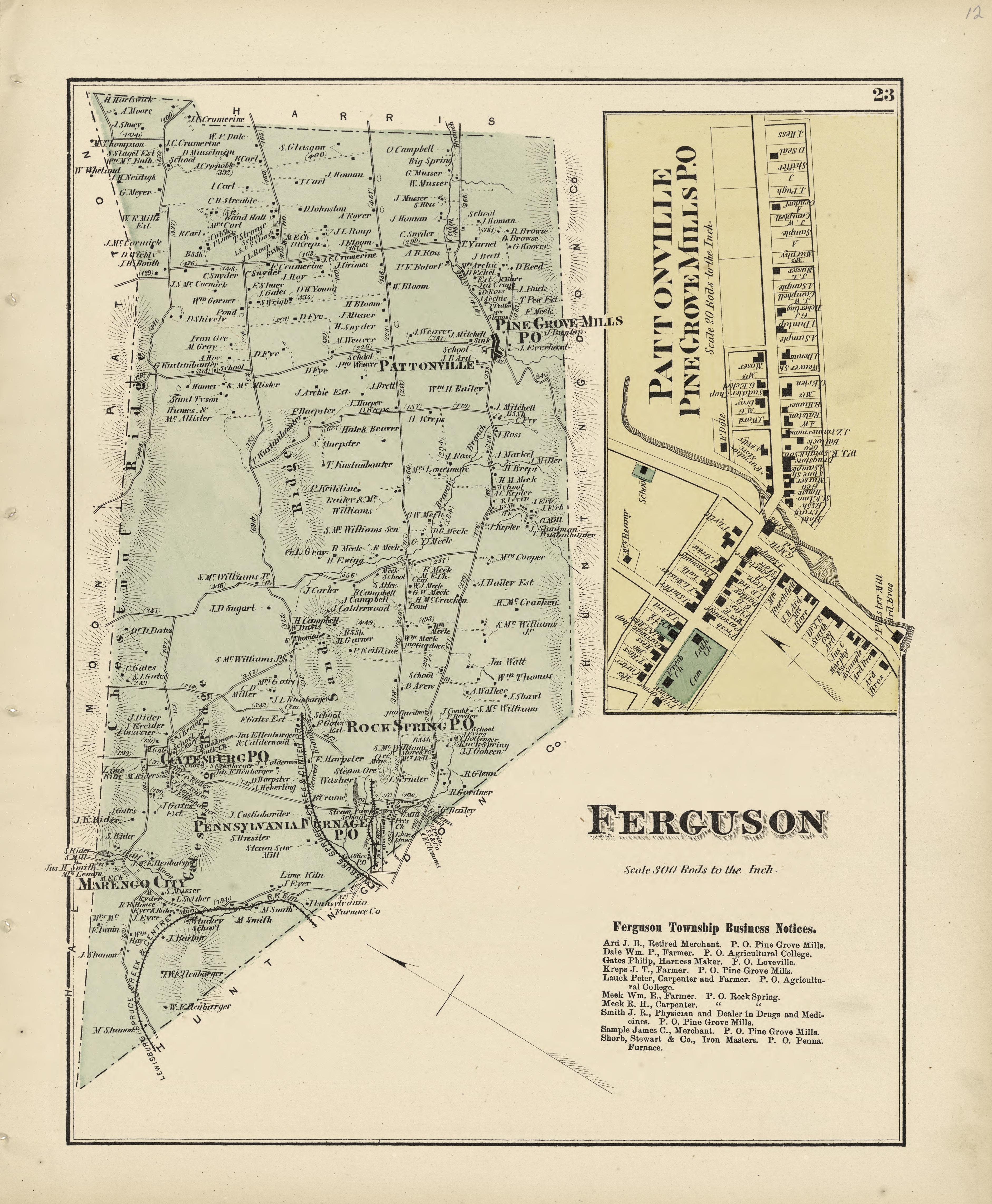 Ferguson; Pattonville from Atlas of Centre County, Pennsylvania 1874 by Relic Map Company