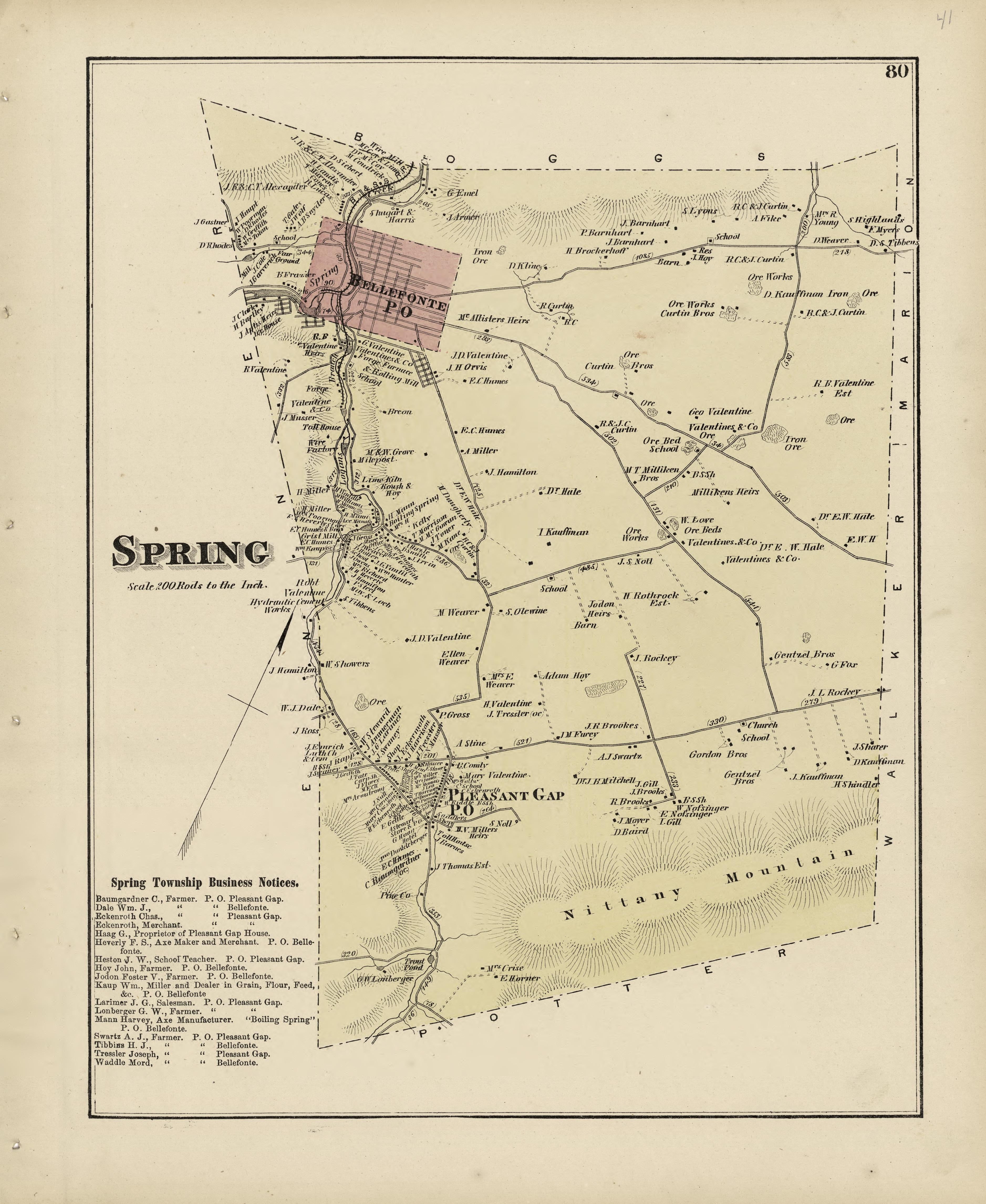 Spring from Atlas of Centre County, Pennsylvania 1874 by Relic Map Company
