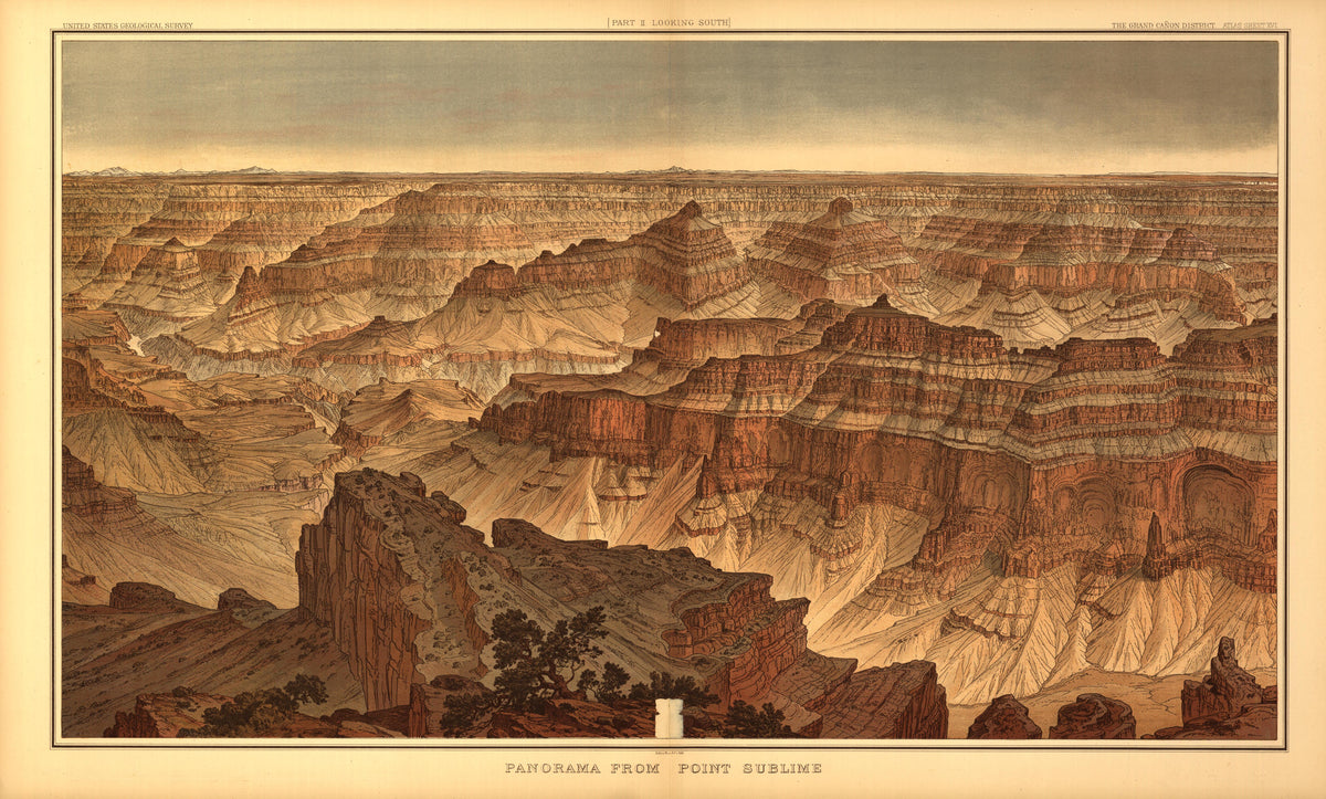 Sheet XVI - Panorama from Point Sublime from Tertiary History of the Grand Cañon District, With Atlas 1882 by Relic Map Company
