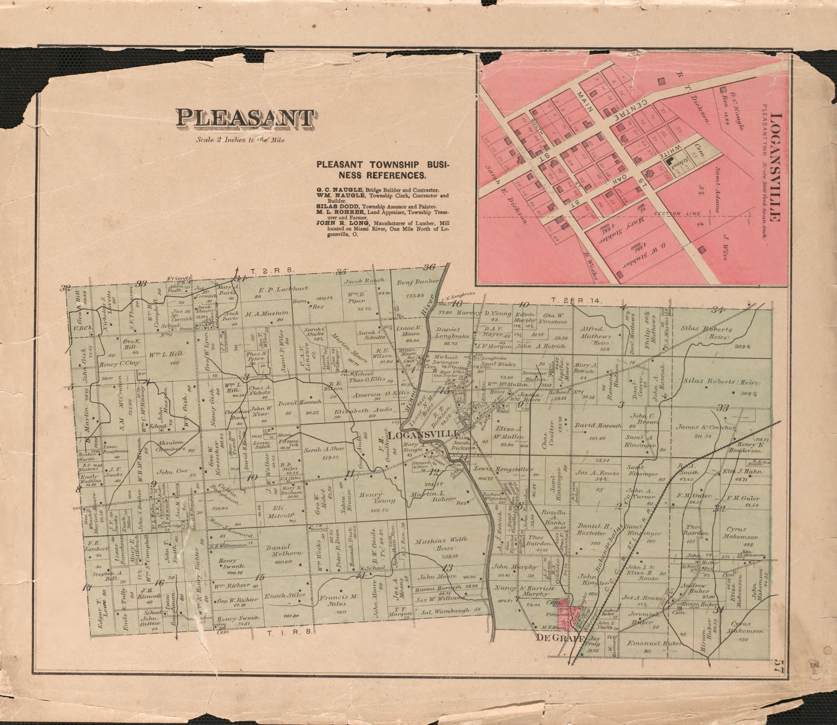 Pleasant from Atlas of Logan County, Ohio 1890 by Relic Map Company