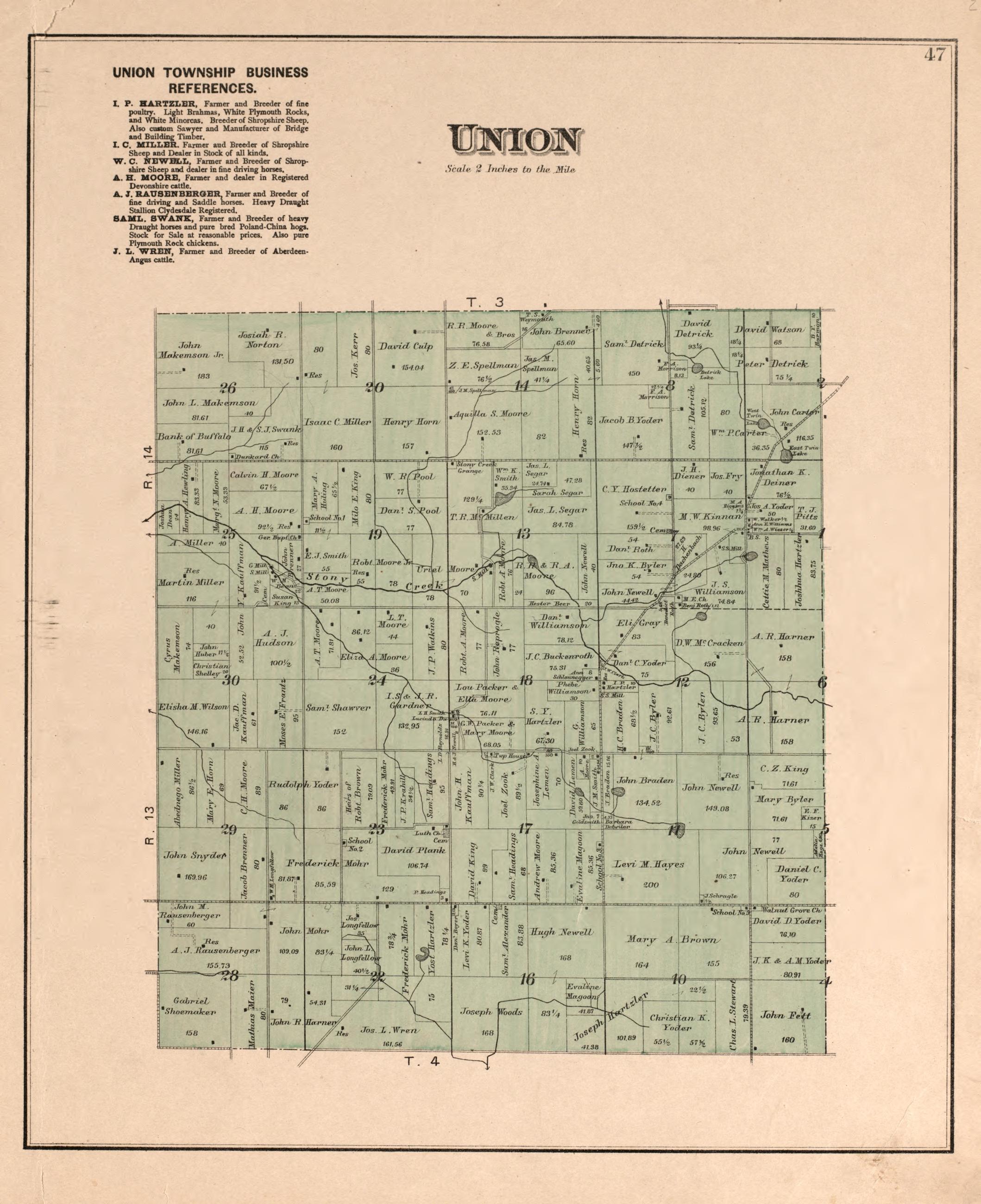 Union from Atlas of Logan County, Ohio 1890 by Relic Map Company