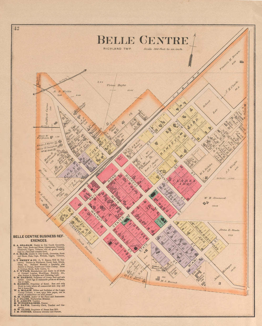 This old map of Logan County, Ohio, was created by Bourquin, F. (Frederick)|Bracher, Wm. (William)|D.J. Lake & Company|Lathrop, J. M. (James M.) in 1890