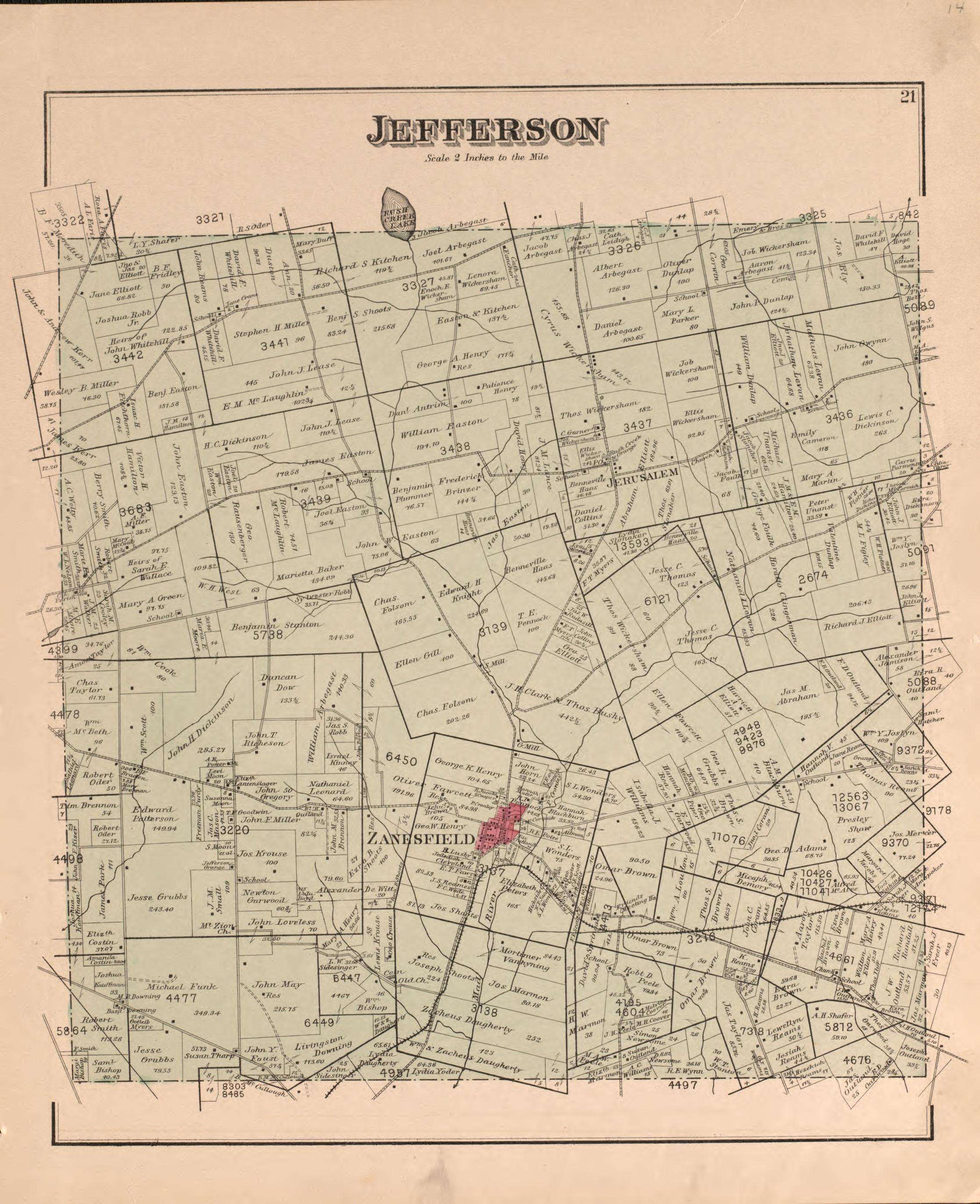 Jefferson from Atlas of Logan County, Ohio 1890 by Relic Map Company