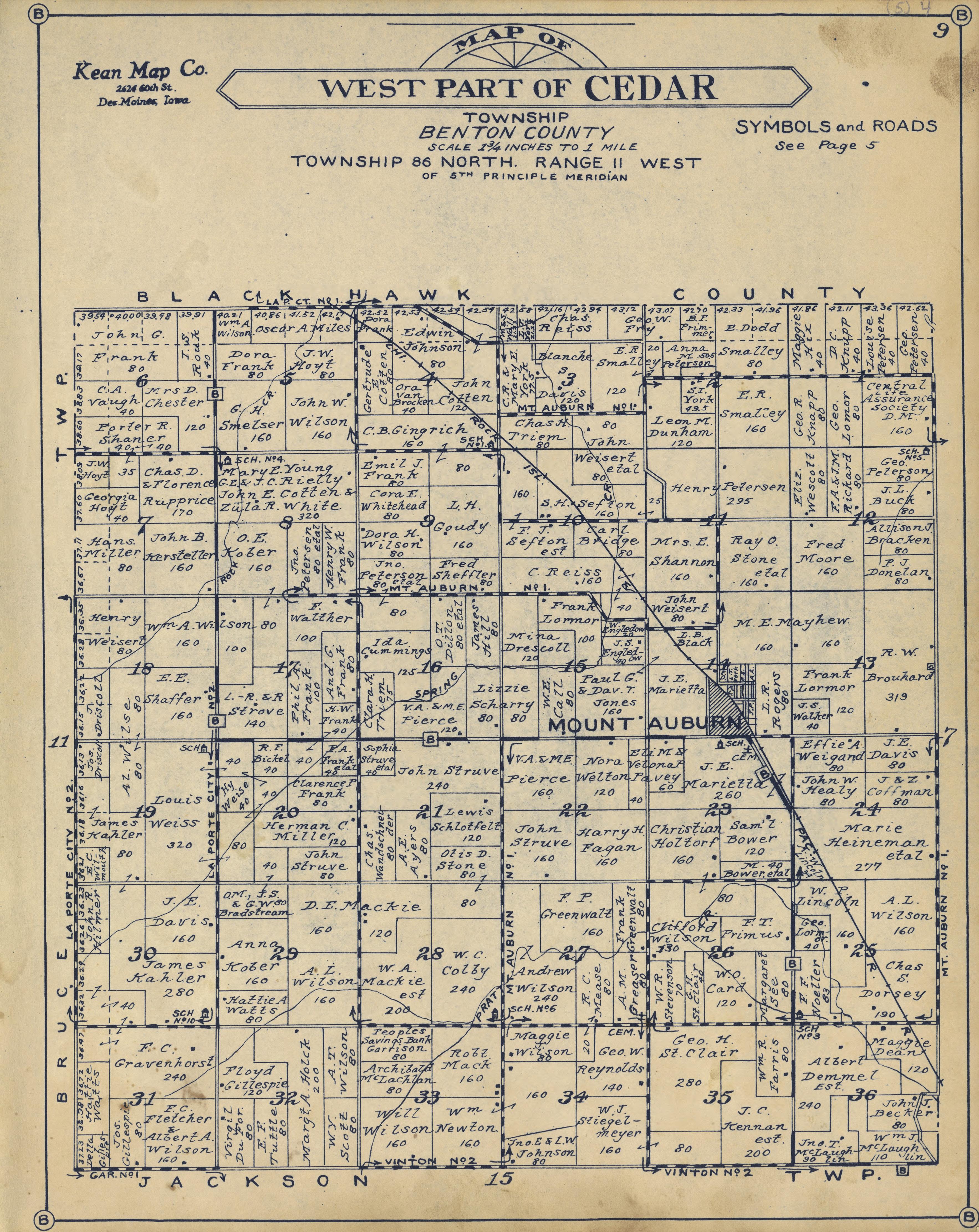 Harrison, East Part of Cedar, and North Part of Taylor Townships from Atlas of Benton County, Iowa 1930 by Relic Map Company