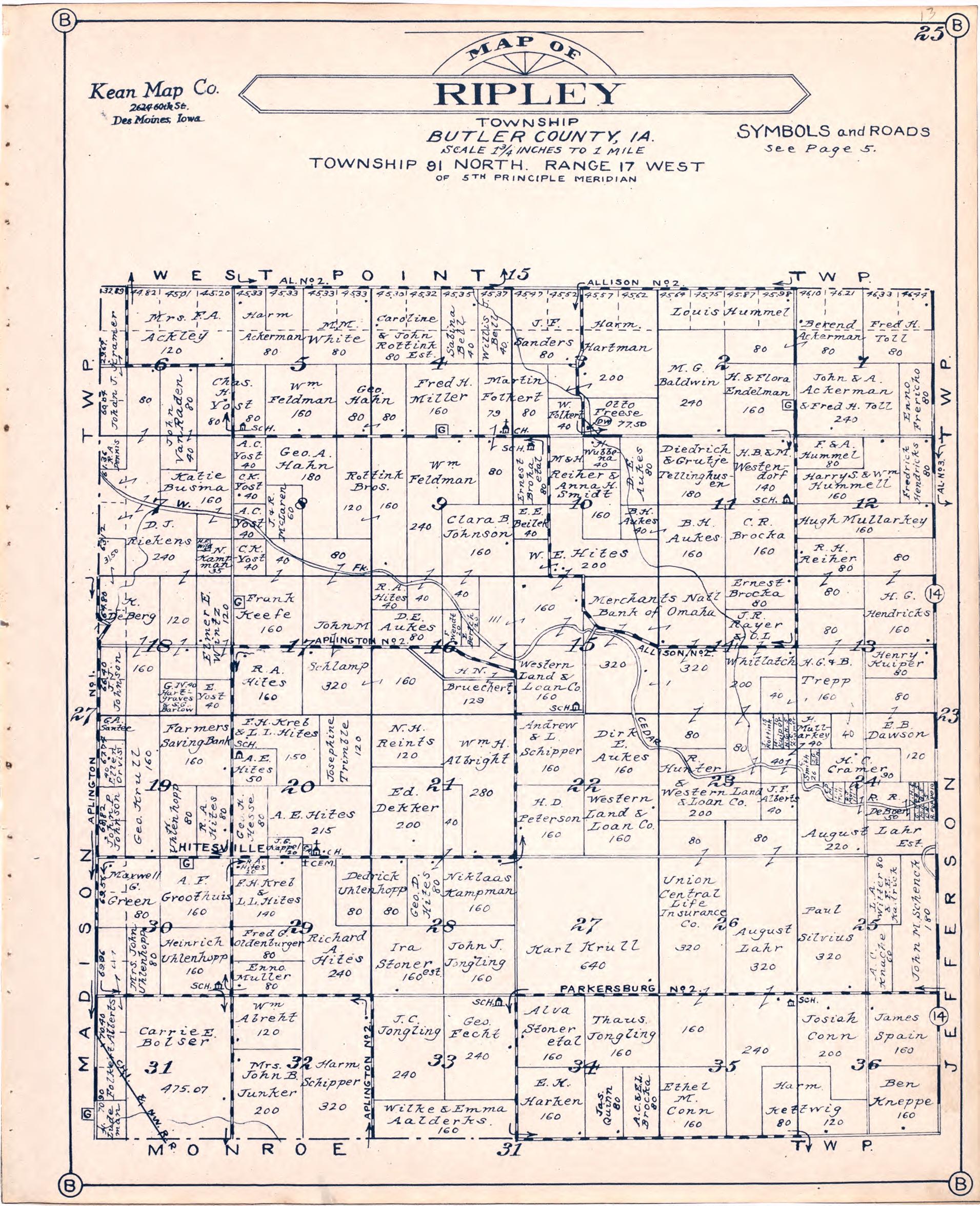 Map of Ripley Township Butler County, Iowa from Atlas of Butler County, Iowa 1930 by Relic Map Company