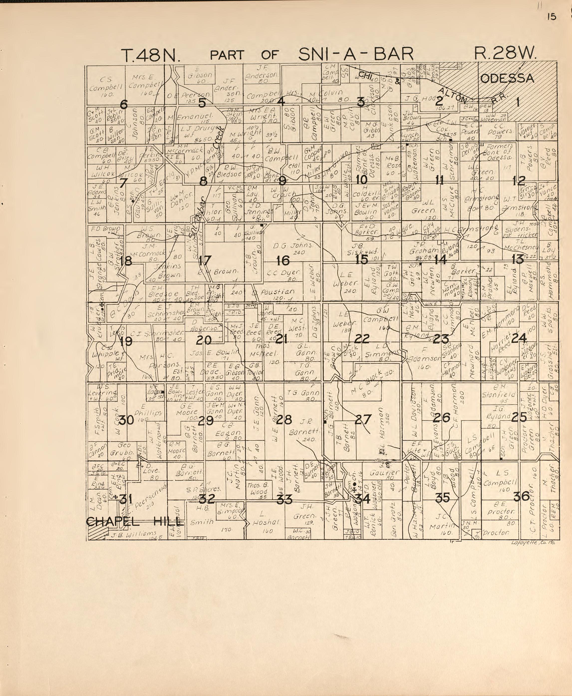 Sni-A-Bar from Atlas of Lafayette County, Missouri 1920 by Relic Map Company