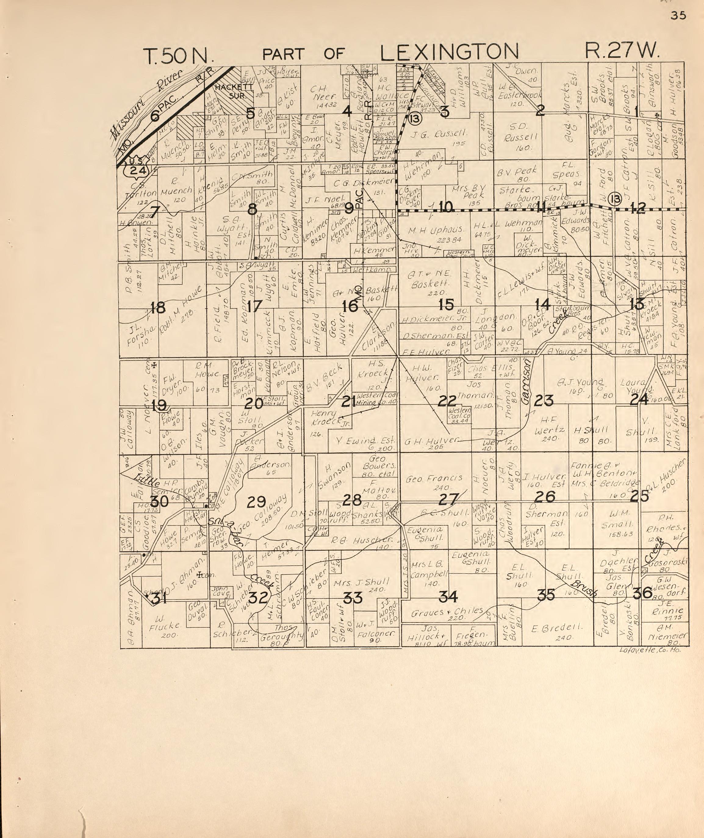 Lexington from Atlas of Lafayette County, Missouri 1920 by Relic Map Company