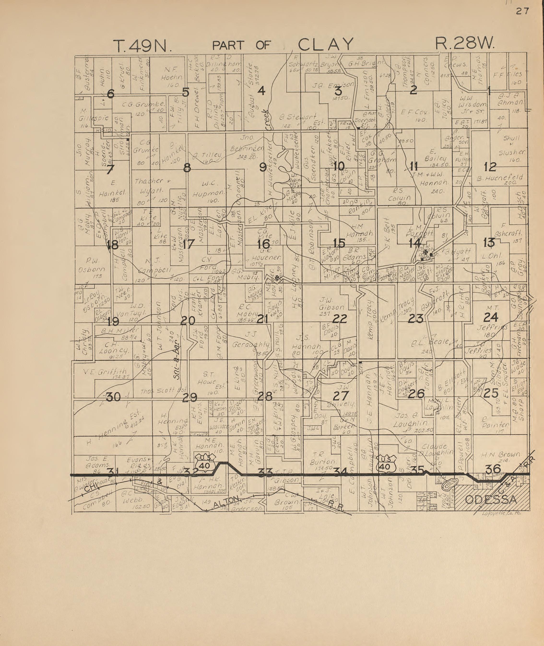 Clay from Atlas of Lafayette County, Missouri 1920 by Relic Map Company
