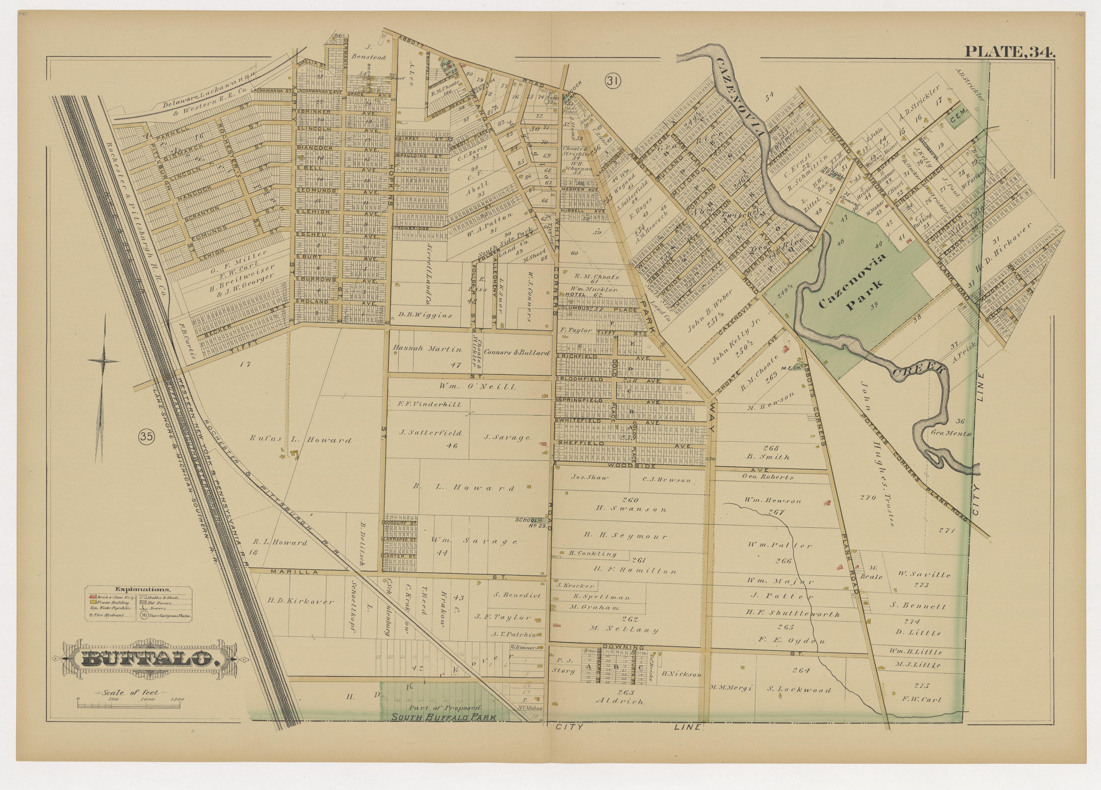 This old map of Buffalo, New York, New York (N.Y.), New York City, was created by G.M. Hopkins & Co in 1891