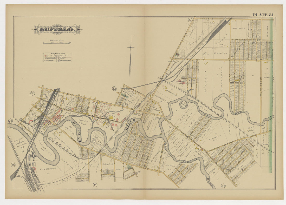 This old map of Buffalo, New York, New York (N.Y.), New York City, was created by G.M. Hopkins & Co in 1891