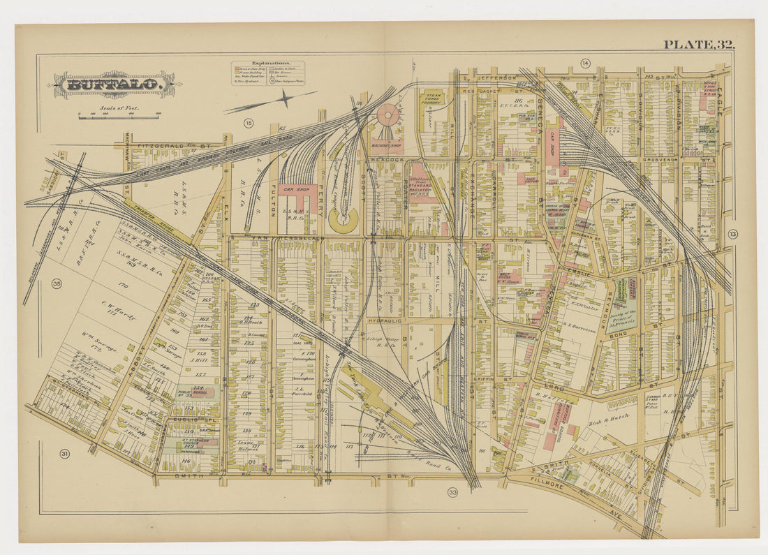 This old map of Buffalo, New York, New York (N.Y.), New York City, was created by G.M. Hopkins & Co in 1891