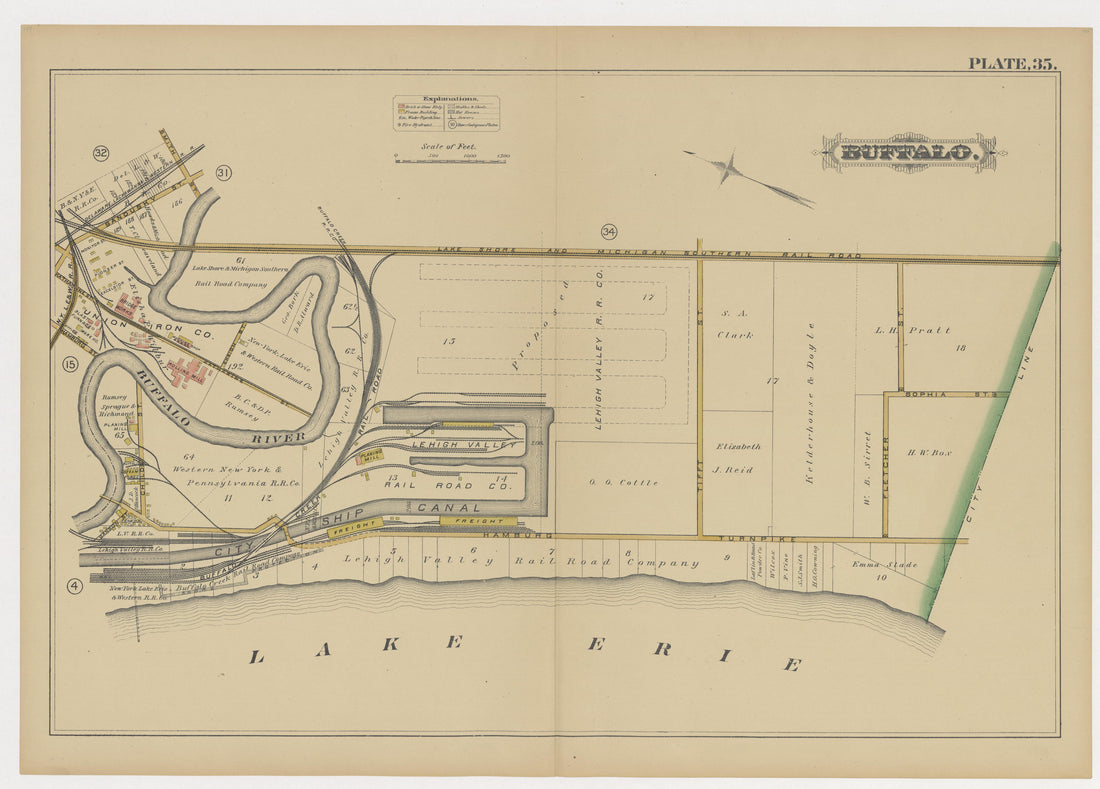 This old map of Buffalo, New York, New York (N.Y.), New York City, was created by G.M. Hopkins & Co in 1891