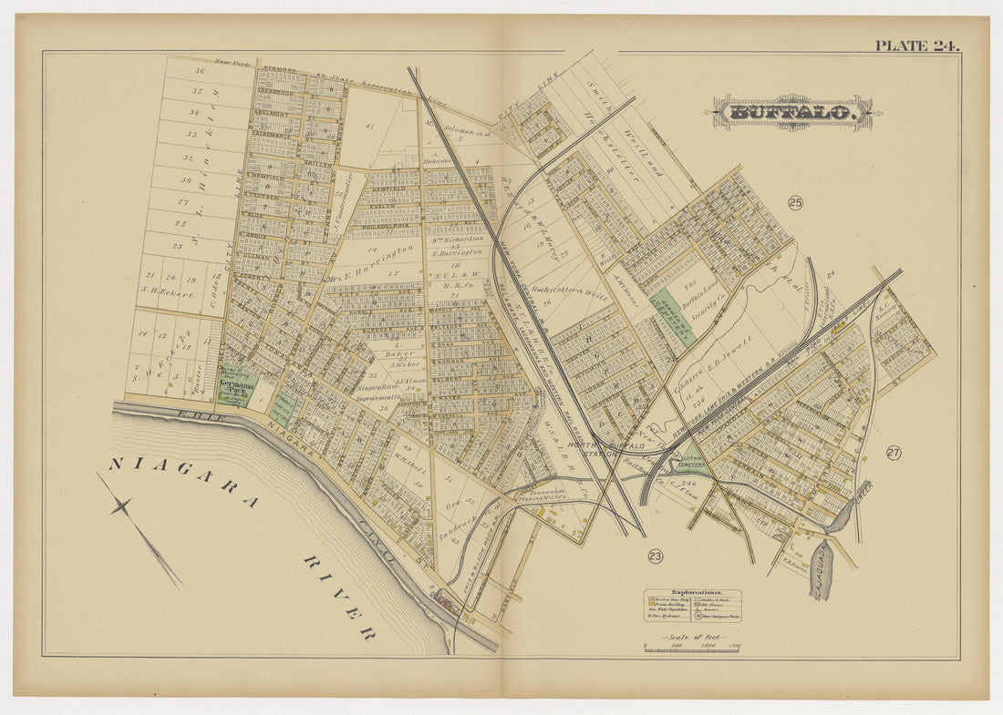 This old map of Buffalo, New York, New York (N.Y.), New York City, was created by G.M. Hopkins & Co in 1891