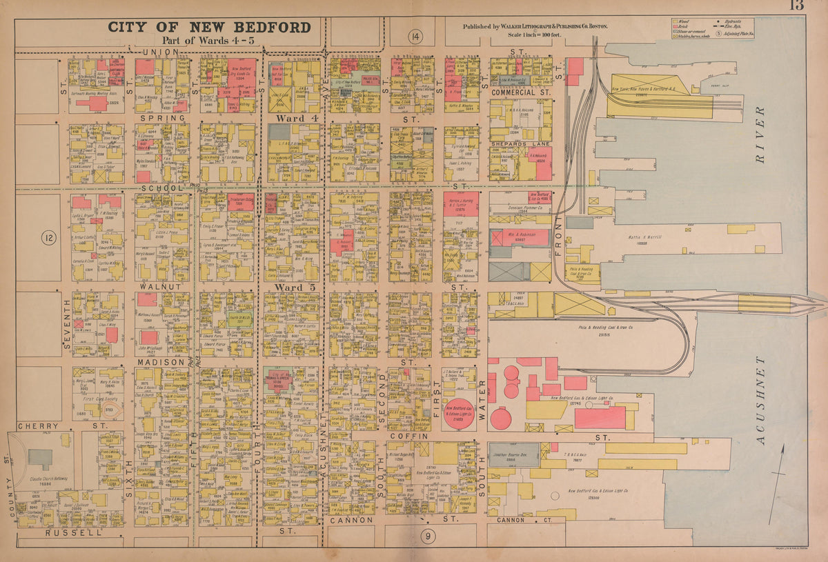 City of New Bedford--continued from Atlas of the City of New Bedford, Massachusetts : Based On Plans In the Office of the City Engineer 1911 by Relic Map Company