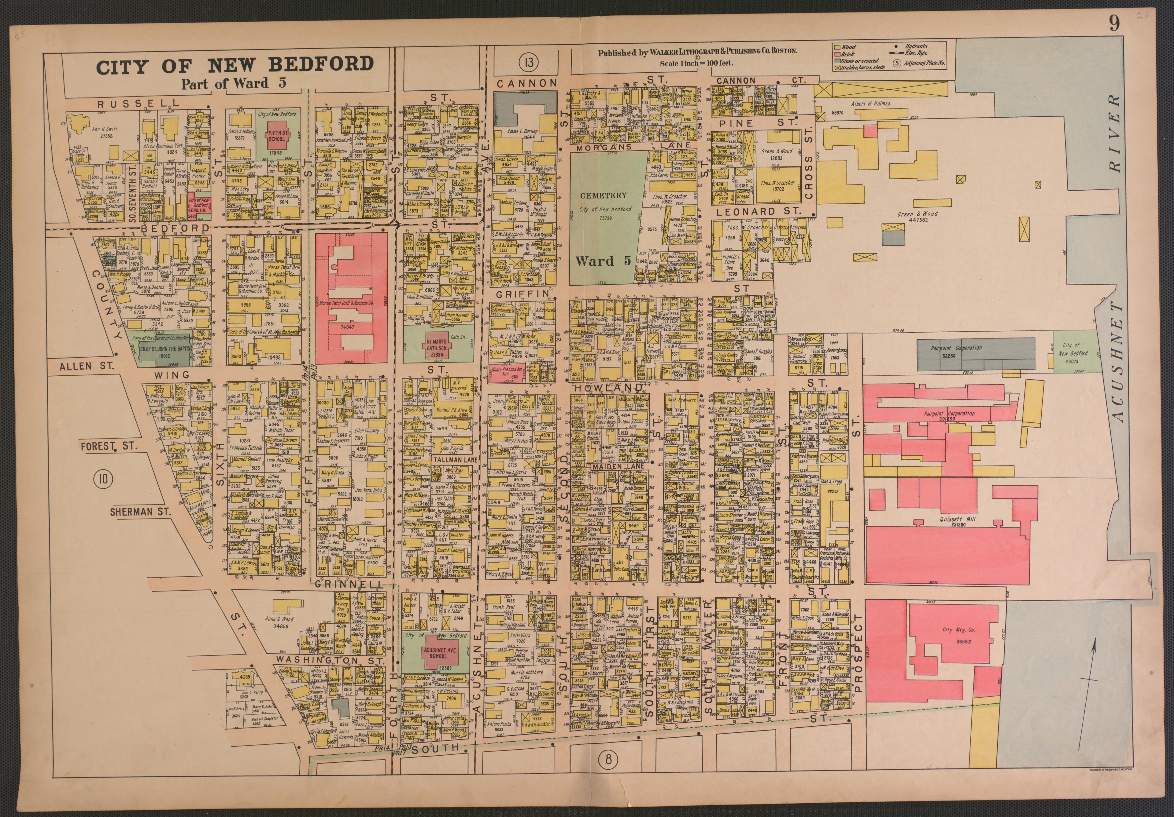 City of New Bedford--continued from Atlas of the City of New Bedford, Massachusetts : Based On Plans In the Office of the City Engineer 1911 by Relic Map Company