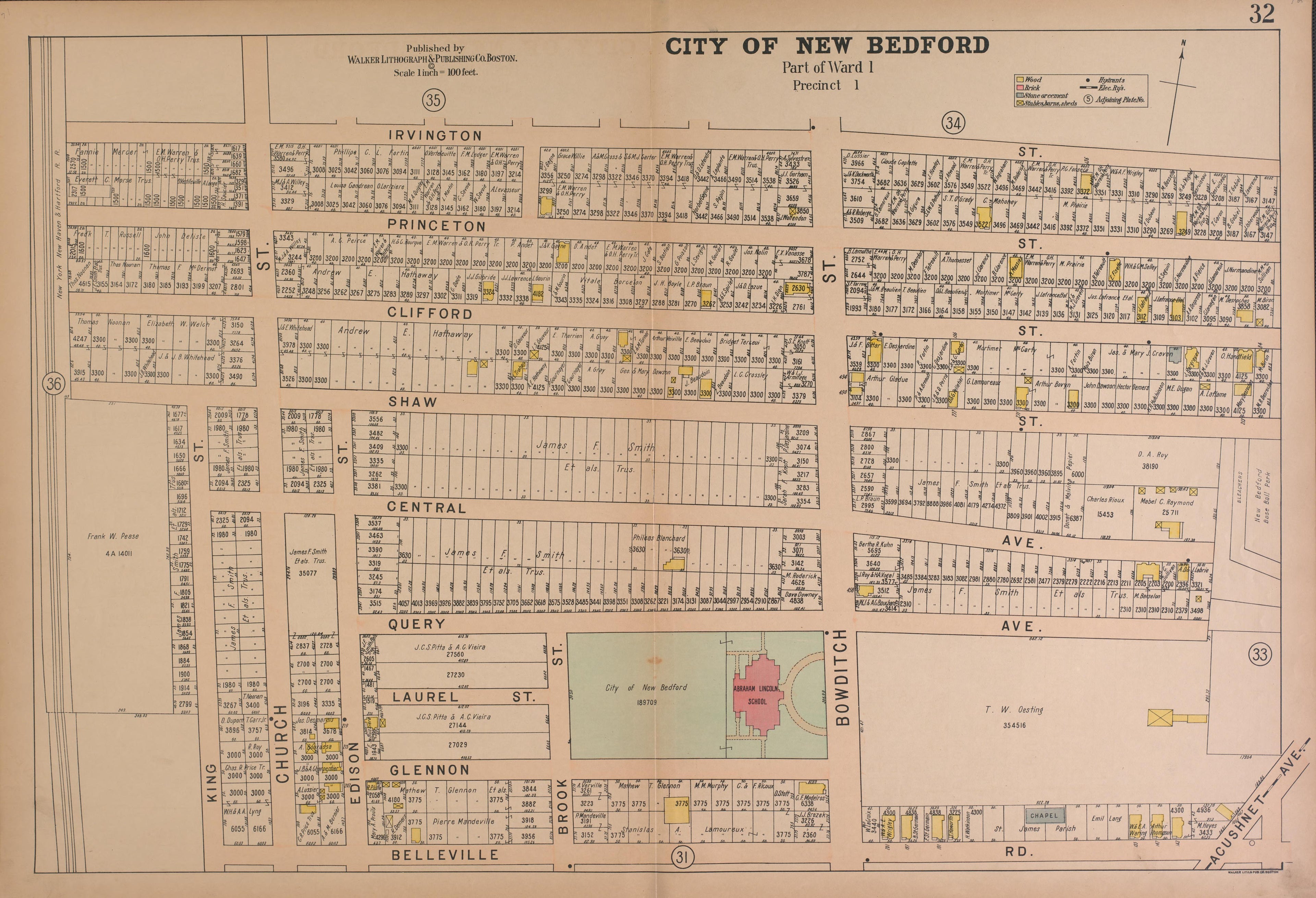 City of New Bedford--continued from Atlas of the City of New Bedford, Massachusetts : Based On Plans In the Office of the City Engineer 1911 by Relic Map Company