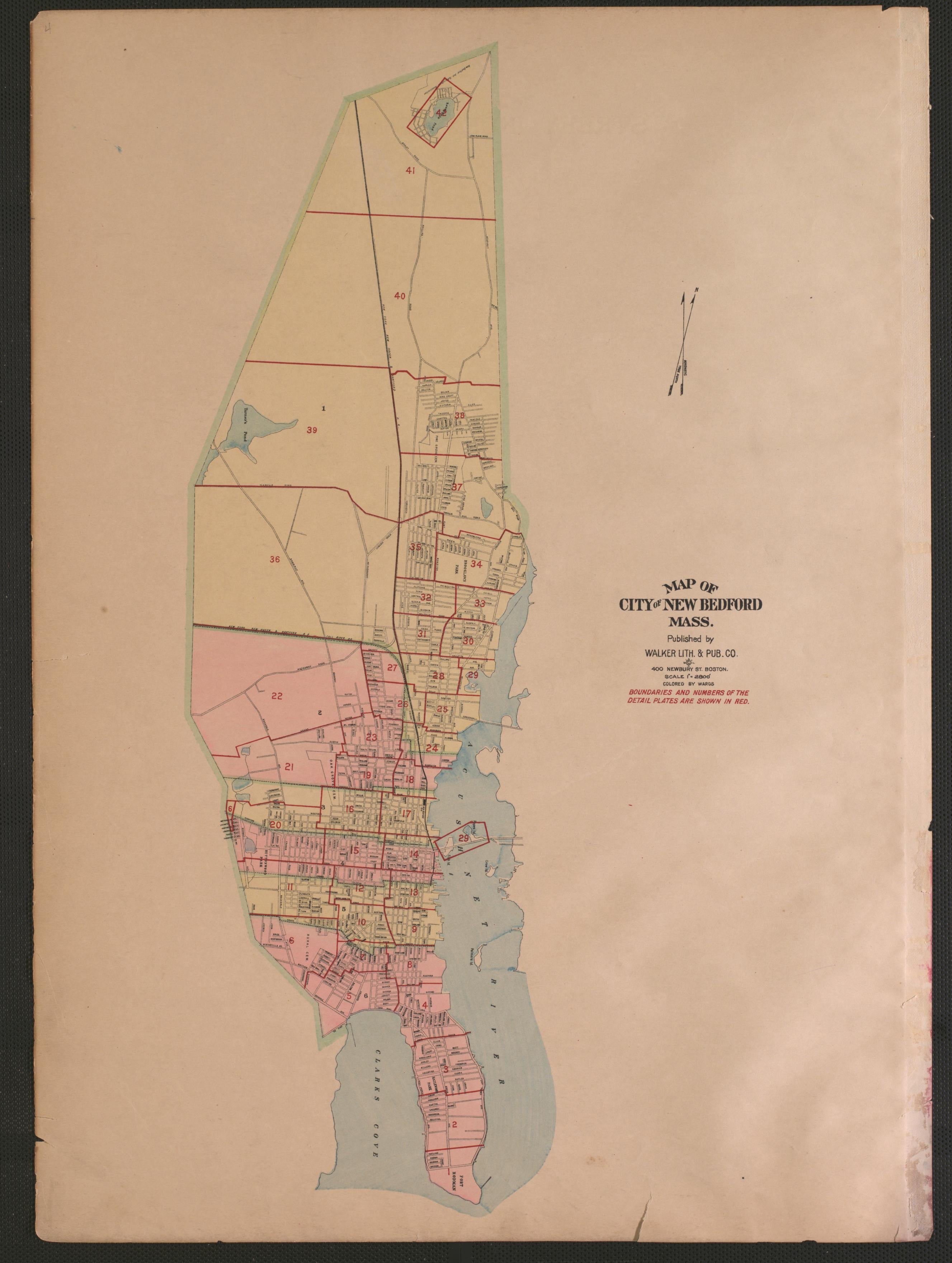 Map of New Bedford from Atlas of the City of New Bedford, Massachusetts : Based On Plans In the Office of the City Engineer 1911 by Relic Map Company