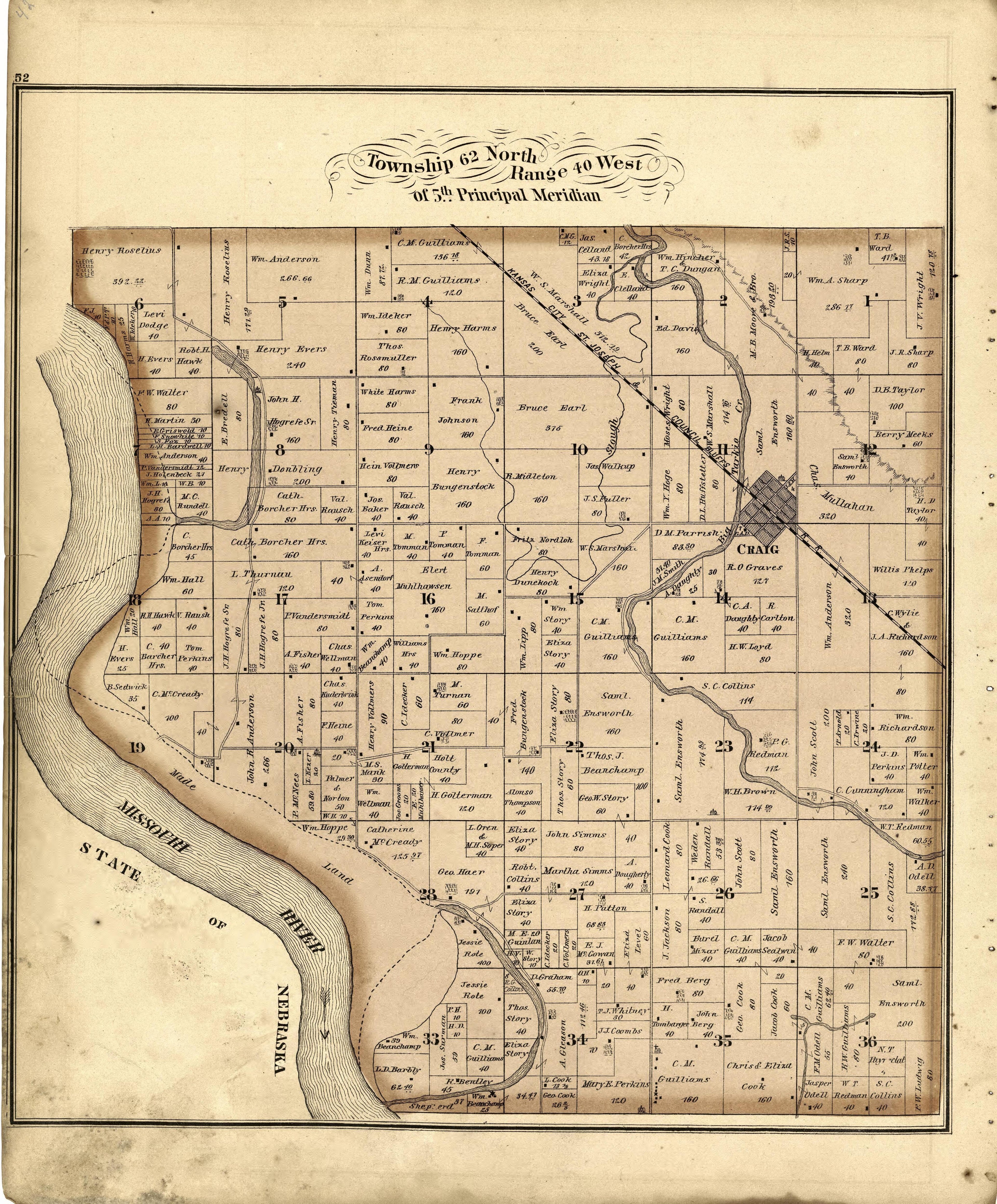 This old map of Holt County, Missouri, was created by Brink, McDonough & Co in 1877