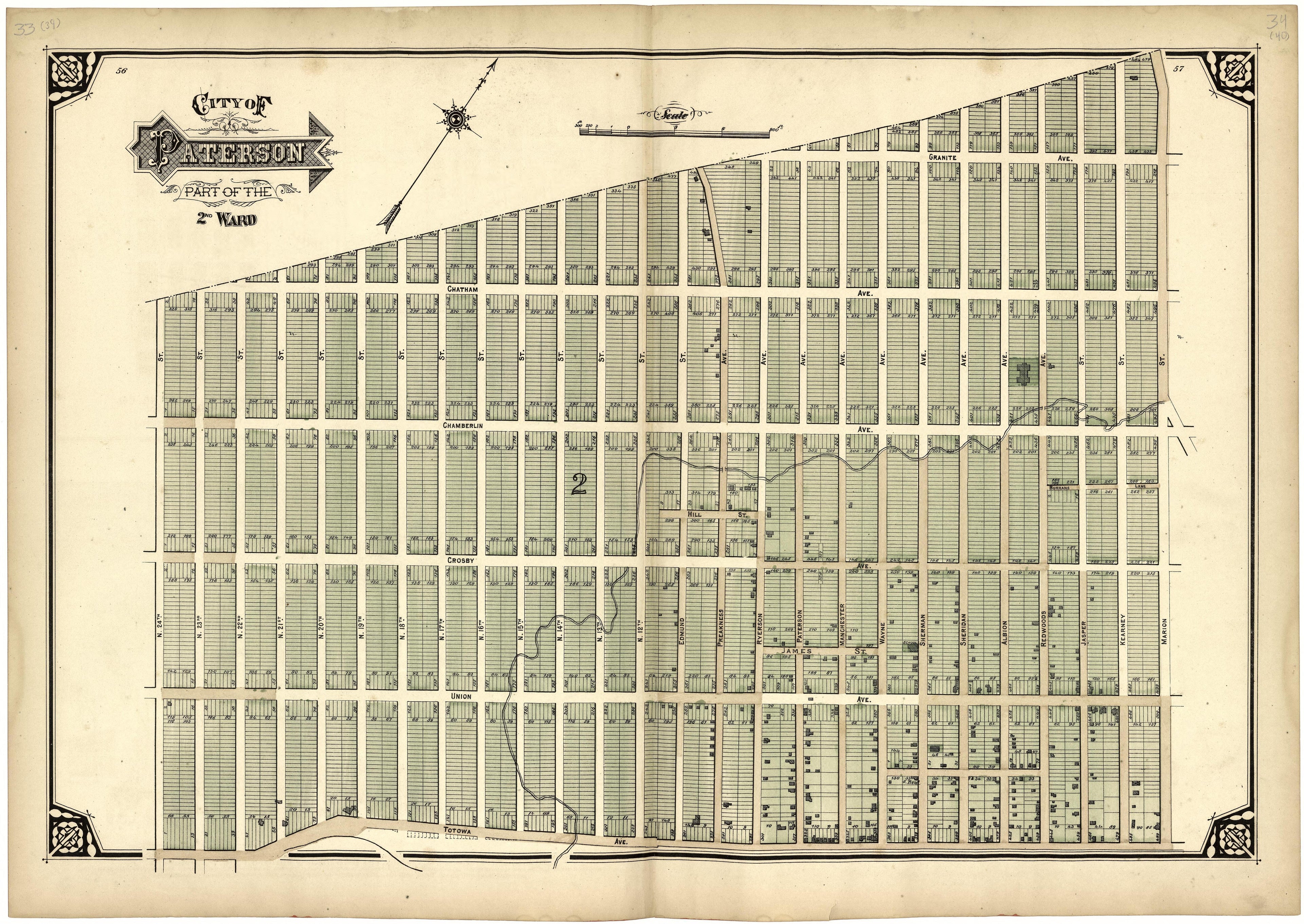 City of Paterson Part of the 2nd Ward from Atlas of Passaic County, New-Jersey : from Actual Surveys of Each Township and Village Under the Supervision of the Publishers, Assisted by Able Engineers of Paterson 1877 by Relic Map Company