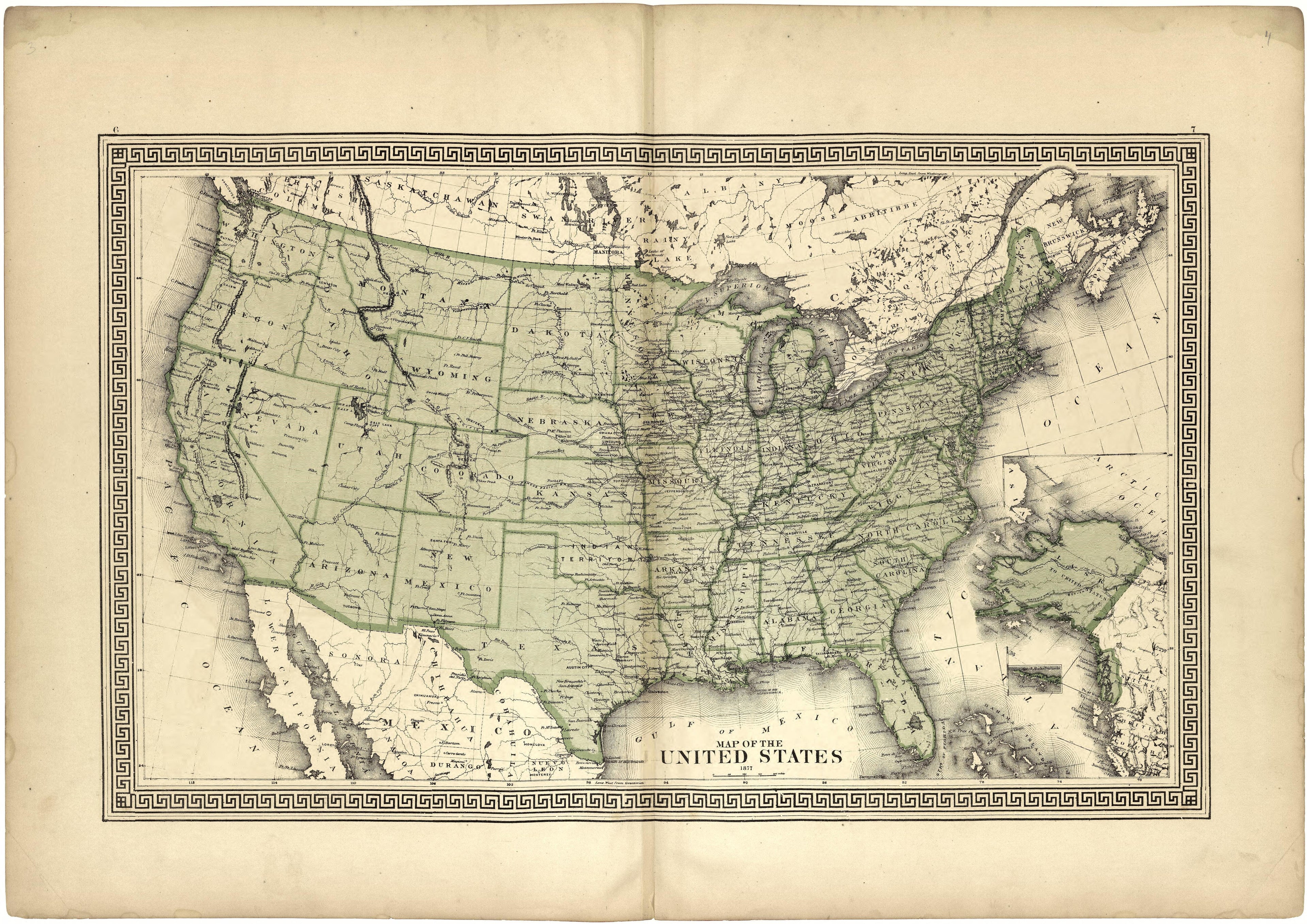 Map of the United States from Atlas of Passaic County, New-Jersey : from Actual Surveys of Each Township and Village Under the Supervision of the Publishers, Assisted by Able Engineers of Paterson 1877 by Relic Map Company