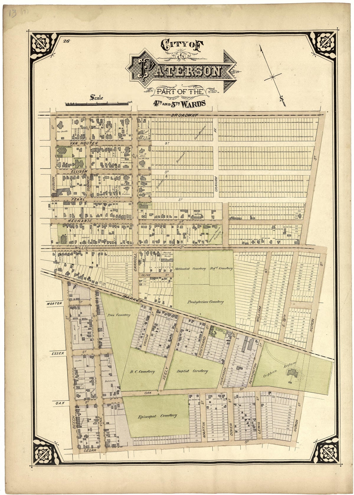 City of Paterson Part of the 4th and 5th Wards from Atlas of Passaic County, New-Jersey : from Actual Surveys of Each Township and Village Under the Supervision of the Publishers, Assisted by Able Engineers of Paterson 1877 by Relic Map Company