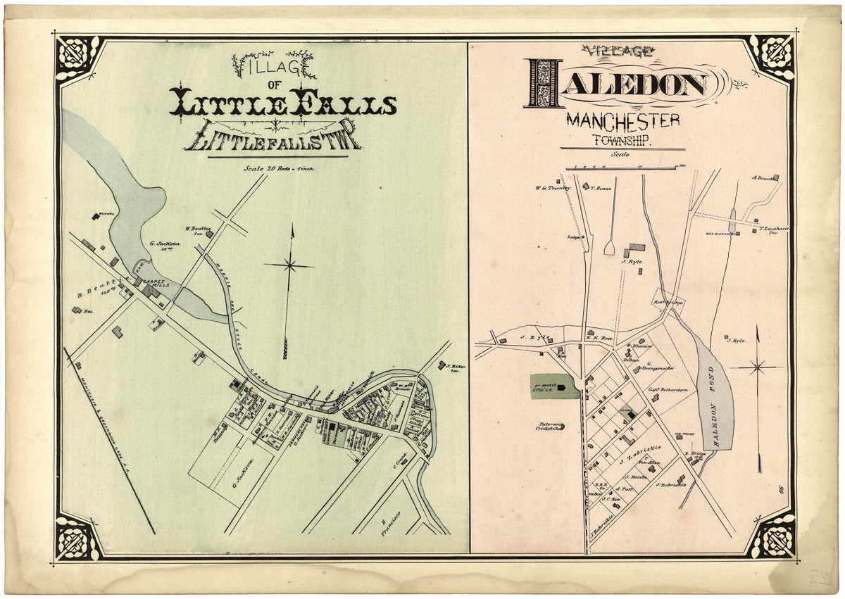 Village of Little Falls; Village of Haledon from Atlas of Passaic County, New-Jersey : from Actual Surveys of Each Township and Village Under the Supervision of the Publishers, Assisted by Able Engineers of Paterson 1877 by Relic Map Company