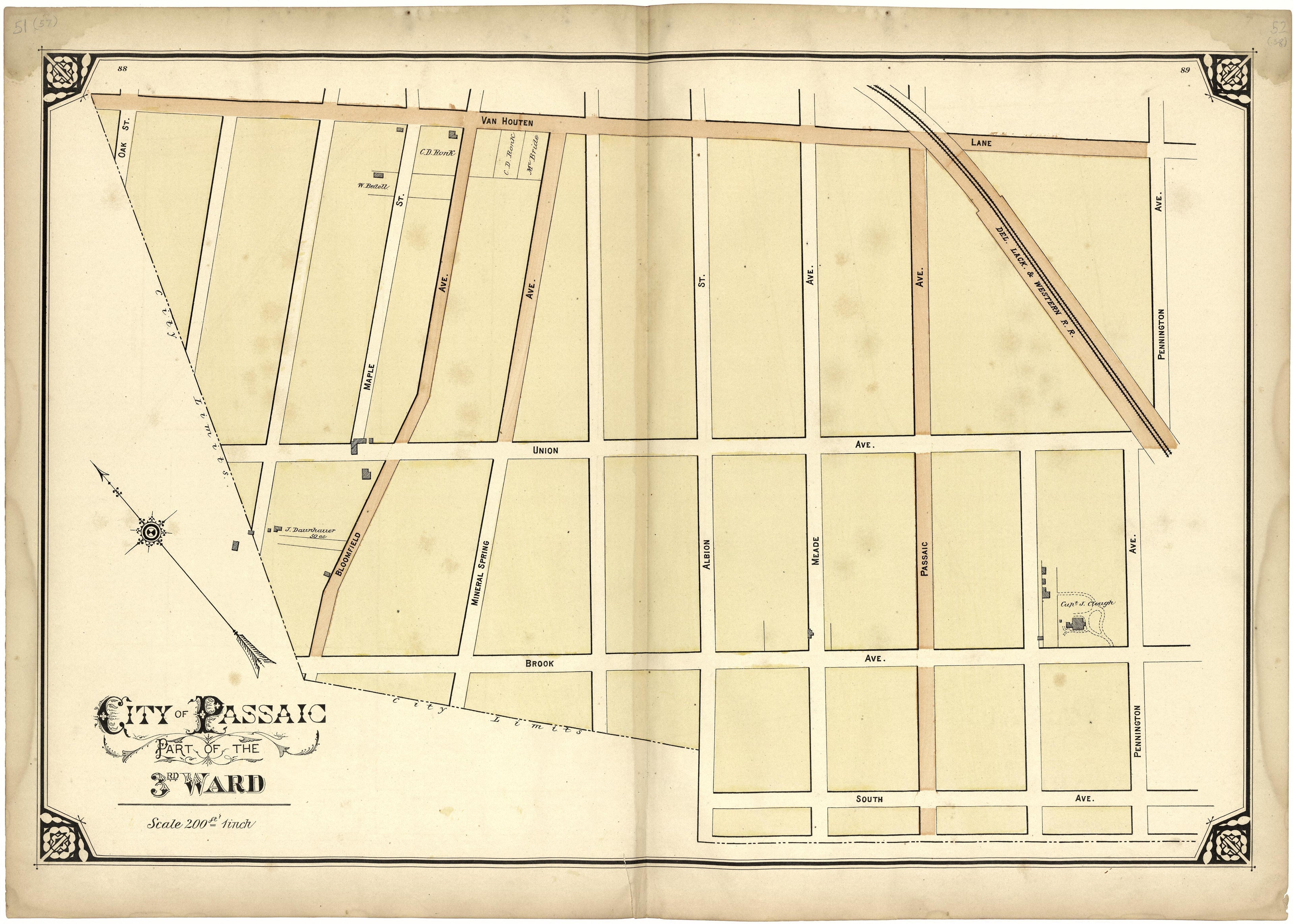 City of Passaic Part of the 3rd Ward from Atlas of Passaic County, New-Jersey : from Actual Surveys of Each Township and Village Under the Supervision of the Publishers, Assisted by Able Engineers of Paterson 1877 by Relic Map Company