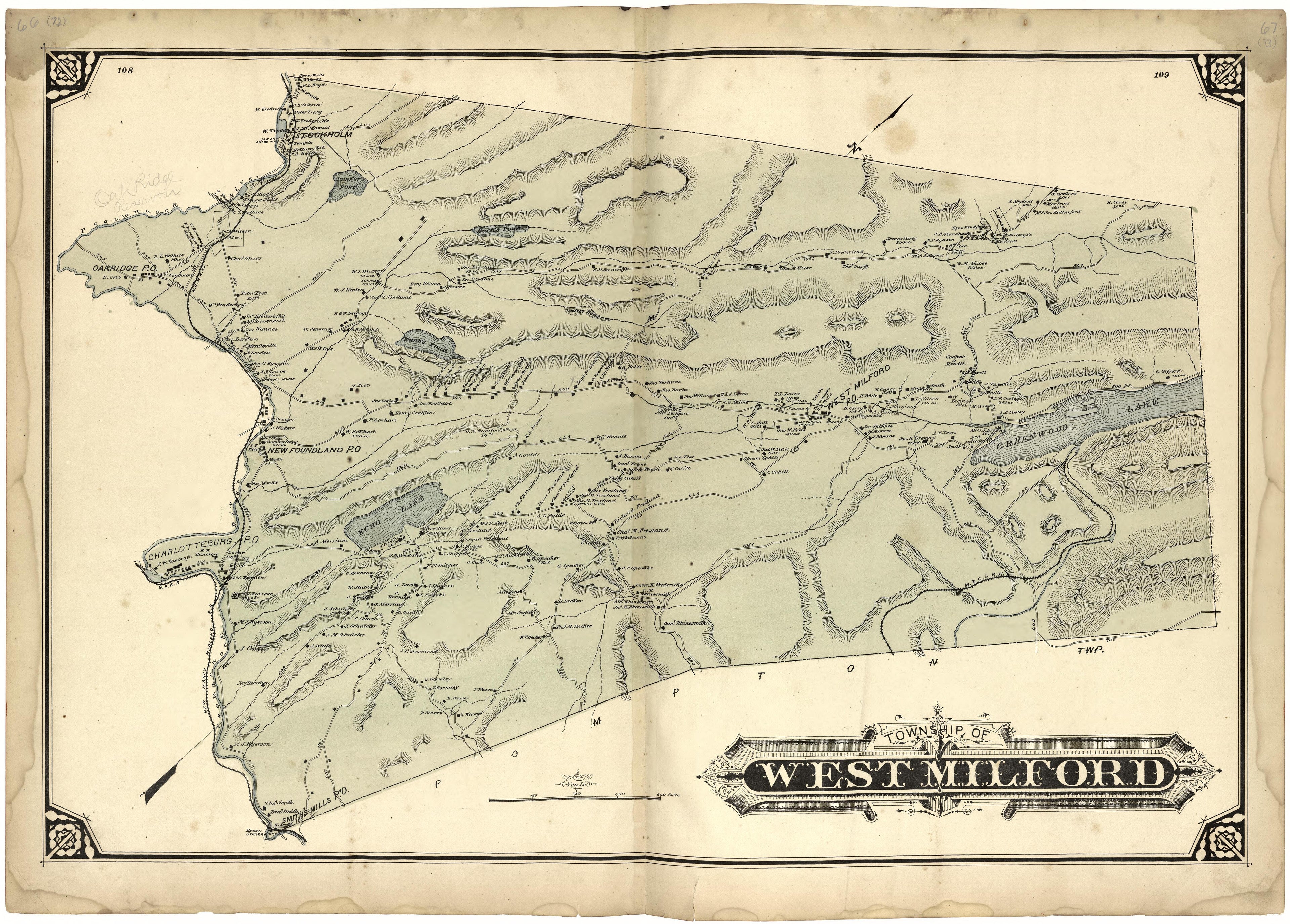 Township of West Milford from Atlas of Passaic County, New-Jersey : from Actual Surveys of Each Township and Village Under the Supervision of the Publishers, Assisted by Able Engineers of Paterson 1877 by Relic Map Company