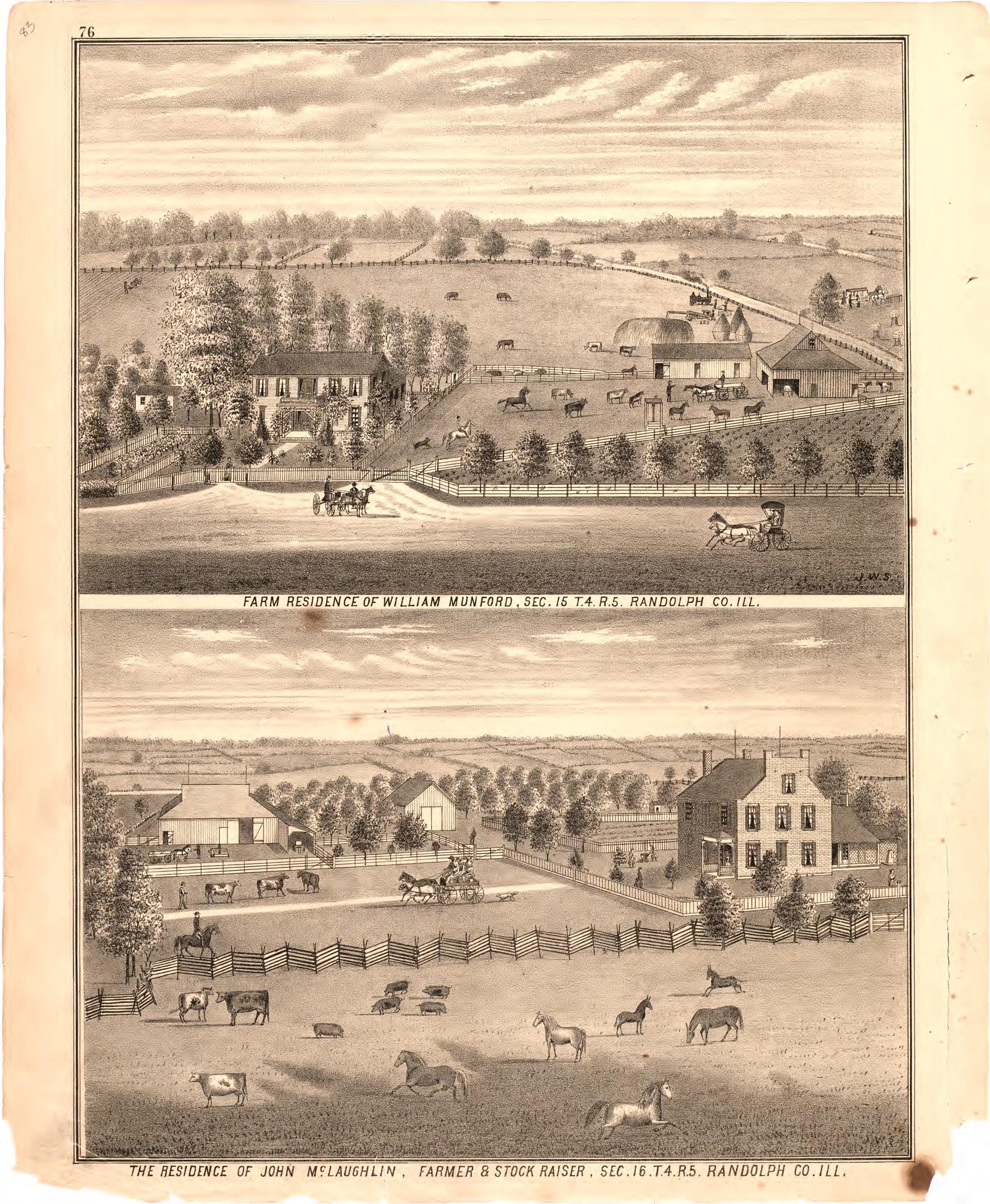 Farm Residence of William Munford from an Illustrated Historical Atlas Map of Randolph County, Ills. : Carefully Compiled from Personal Examinations and Surveys 1875 by Relic Map Company