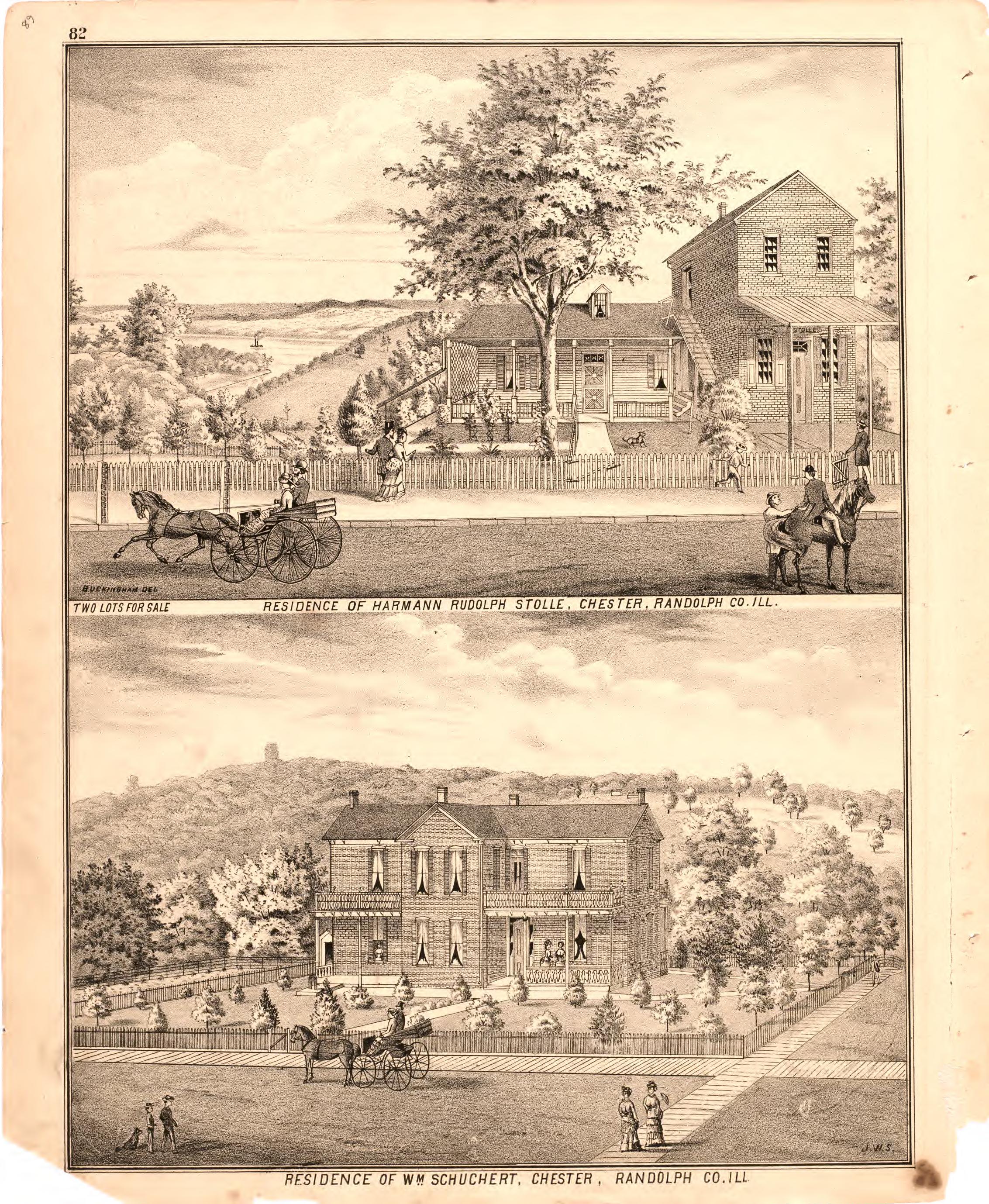 Residence of Wm Schuchert, Chester, Randolph County Ill. from an Illustrated Historical Atlas Map of Randolph County, Ills. : Carefully Compiled from Personal Examinations and Surveys 1875 by Relic Map Company