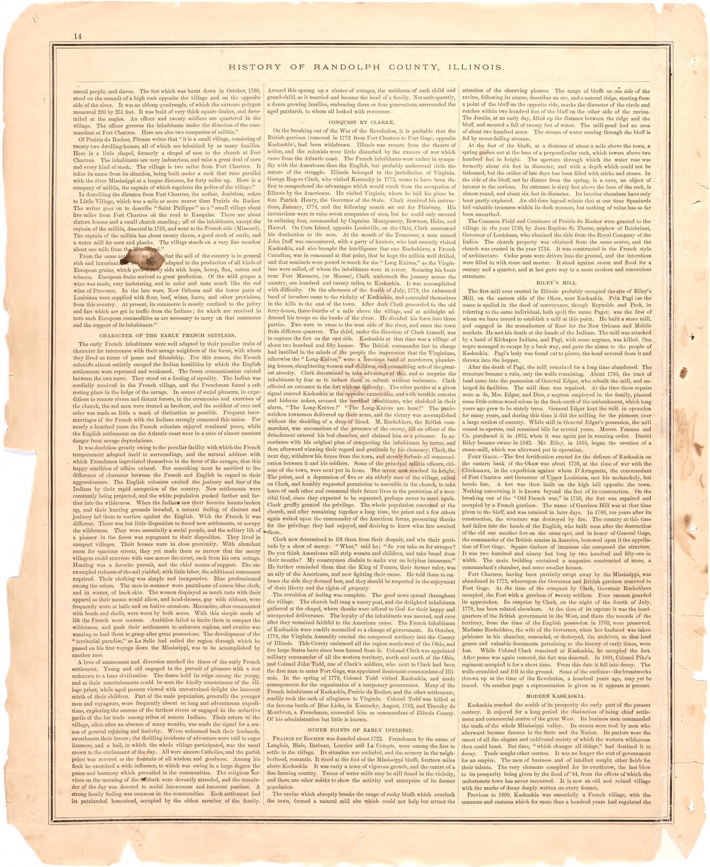 History of Randolph County, Illinois...continued from an Illustrated Historical Atlas Map of Randolph County, Ills. : Carefully Compiled from Personal Examinations and Surveys 1875 by Relic Map Company
