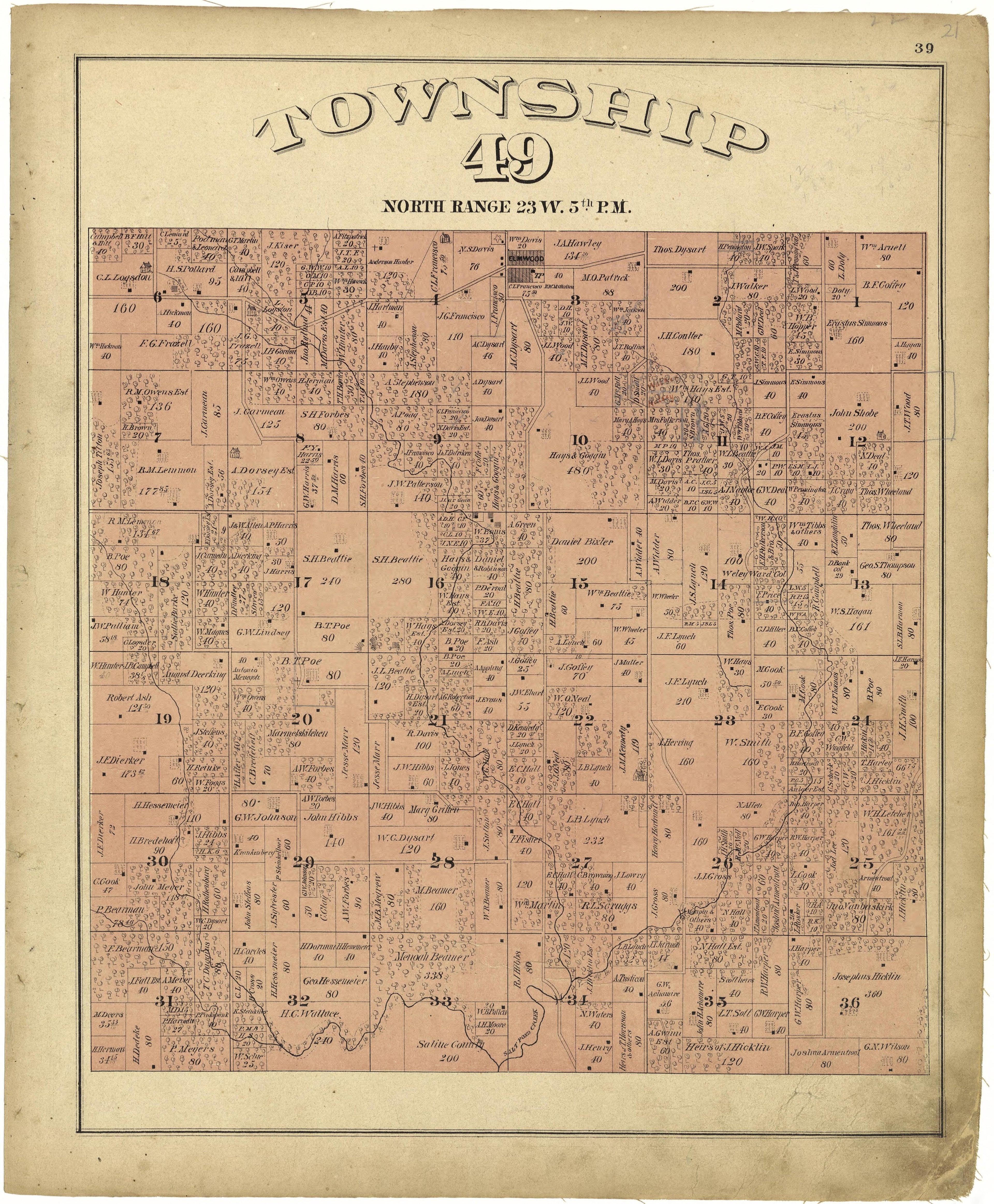 This old map of Missouri, Saline County, was created by Missouri Publishing Co in 1876