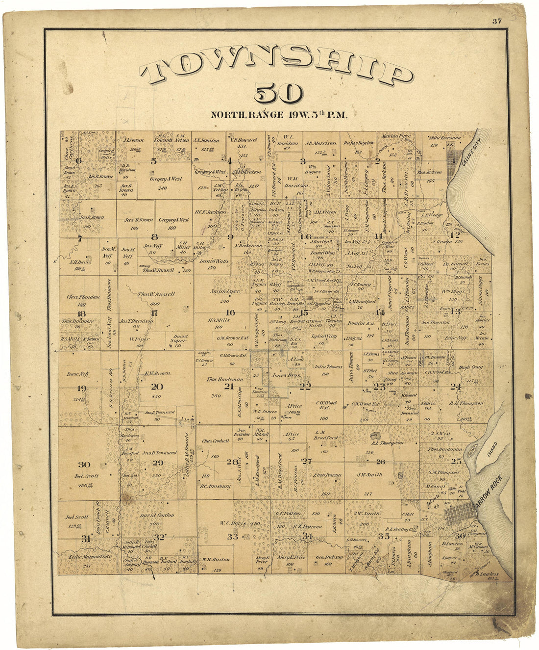 This old map of Missouri, Saline County, was created by Missouri Publishing Co in 1876
