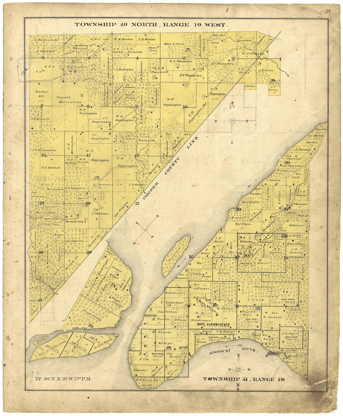 This old map of Missouri, Saline County, was created by Missouri Publishing Co in 1876