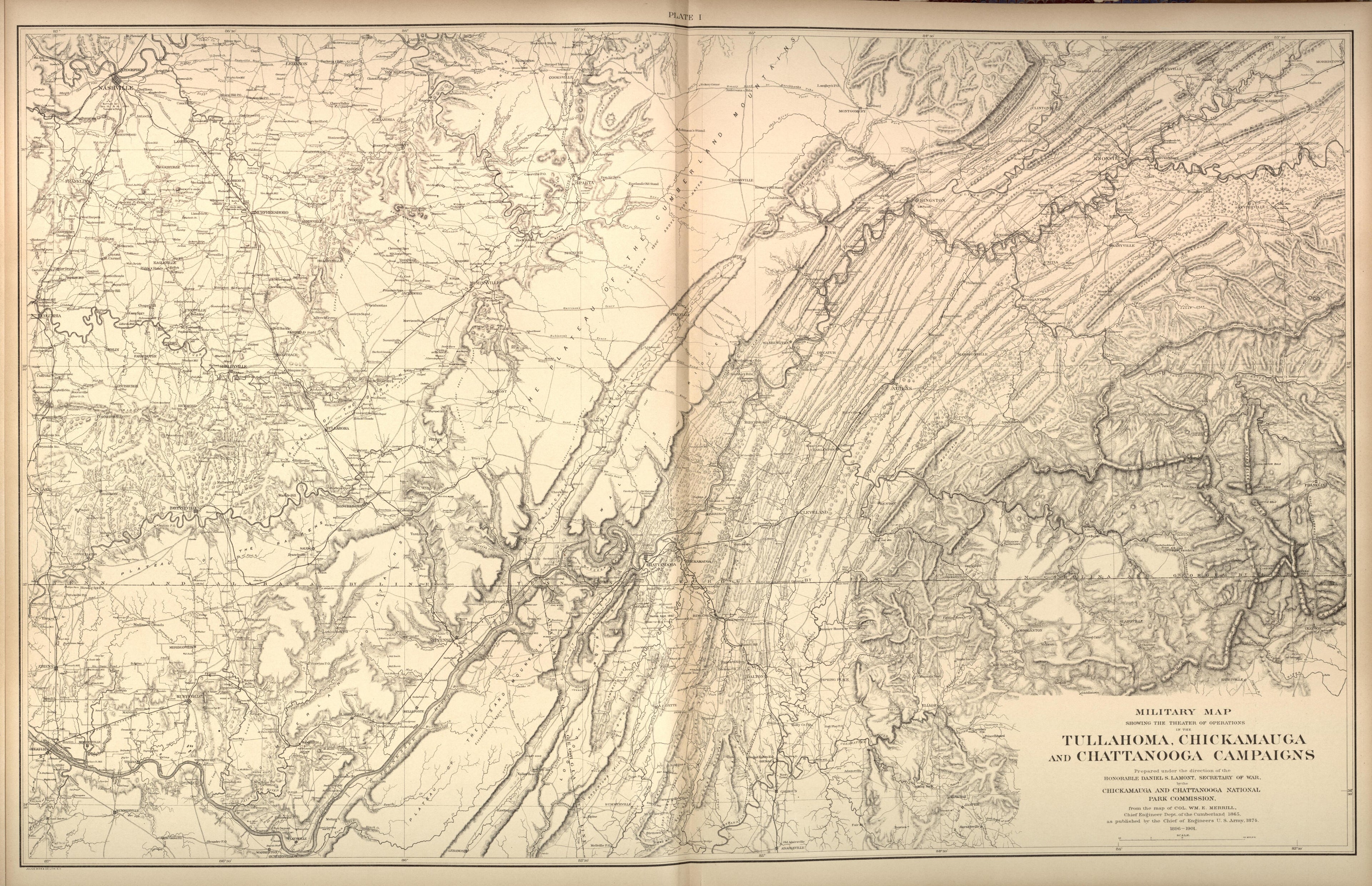 Tullahoma, Chickamauga, and Chattanooga Campaigns from Atlas of the Battlefields of Chickamauga, Chattanooga, and Vicinity 1901 by Relic Map Company
