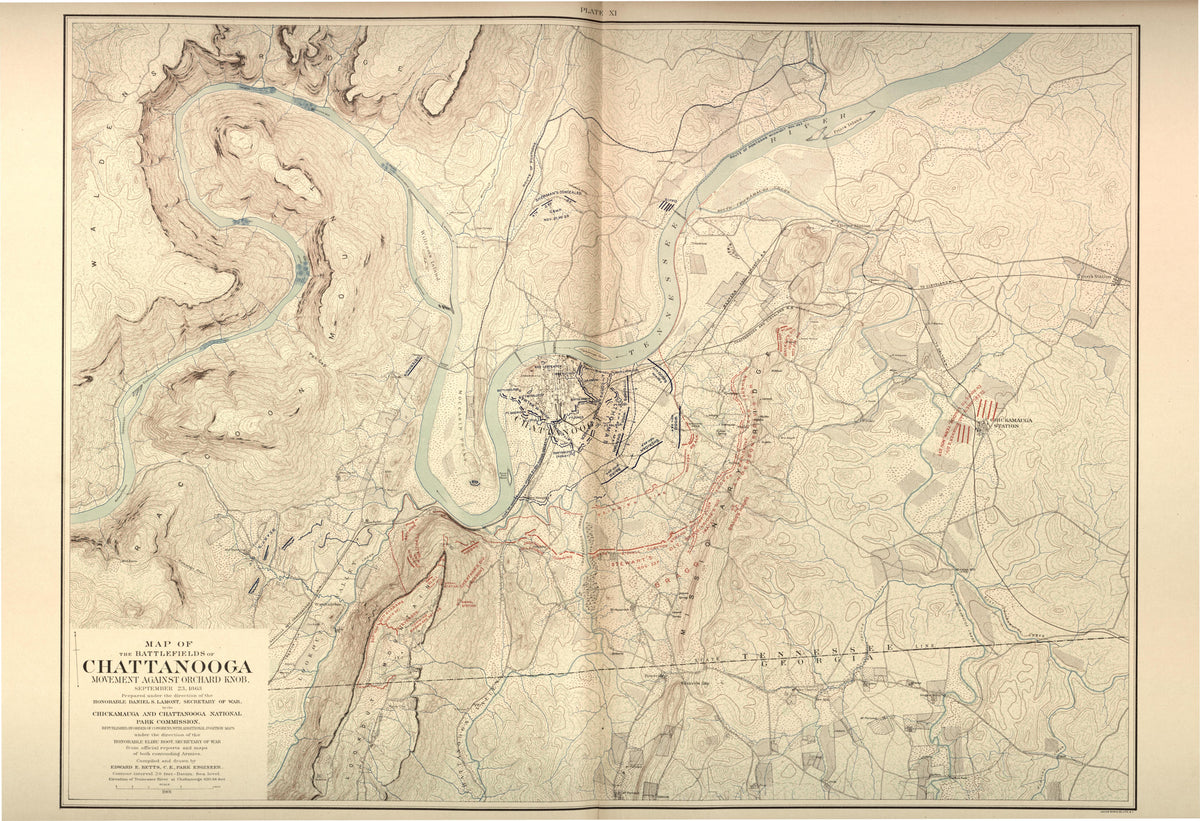 Sept. 23, 1863 - Battlefields of Chattanooga from Atlas of the Battlefields of Chickamauga, Chattanooga, and Vicinity 1901 by Relic Map Company