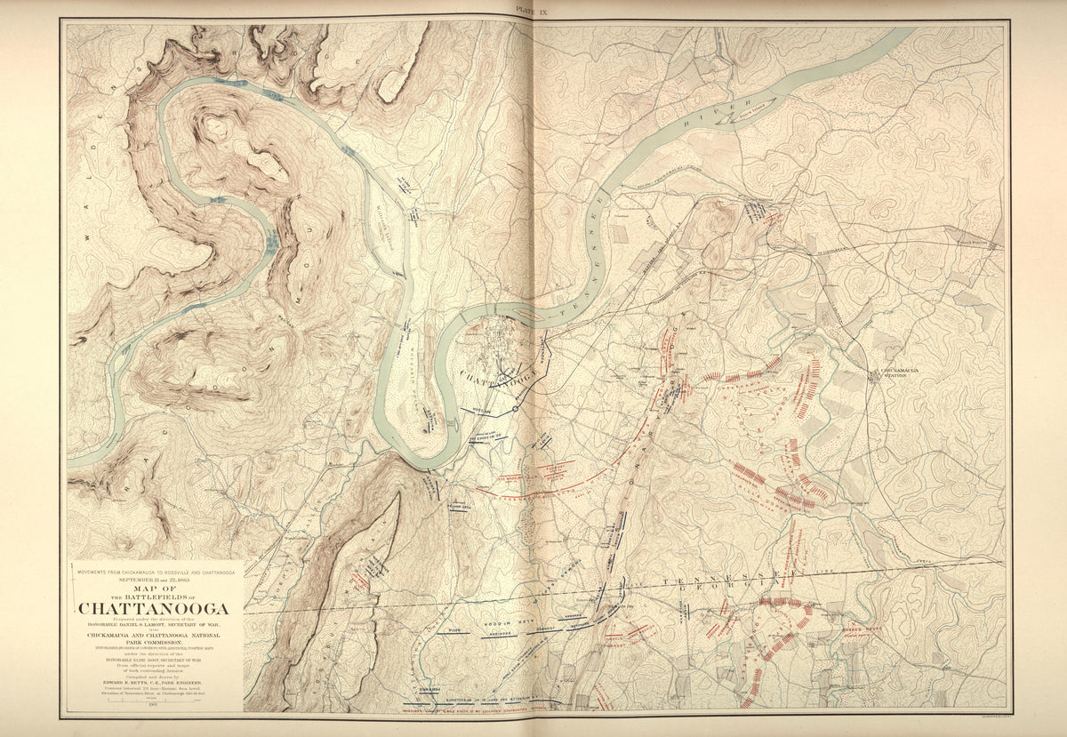 Sept. 21 - 22, 1863 - Battlefields of Chattanooga from Atlas of the Battlefields of Chickamauga, Chattanooga, and Vicinity 1901 by Relic Map Company