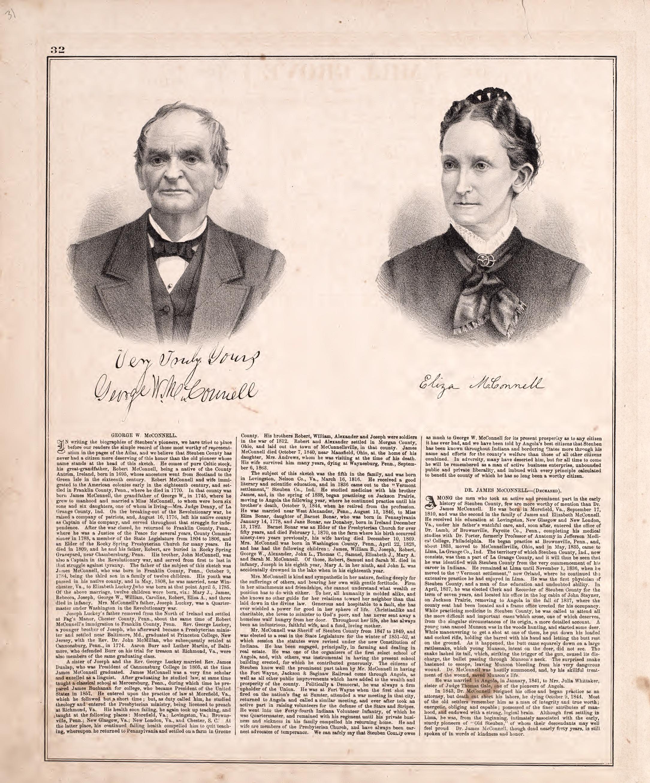 Portraits; Biography from Atlas of Steuben County, Indiana : to Which Are Added Various General Maps, History, Statistics, Illustrations, & C. & C. & C 1880 by Relic Map Company