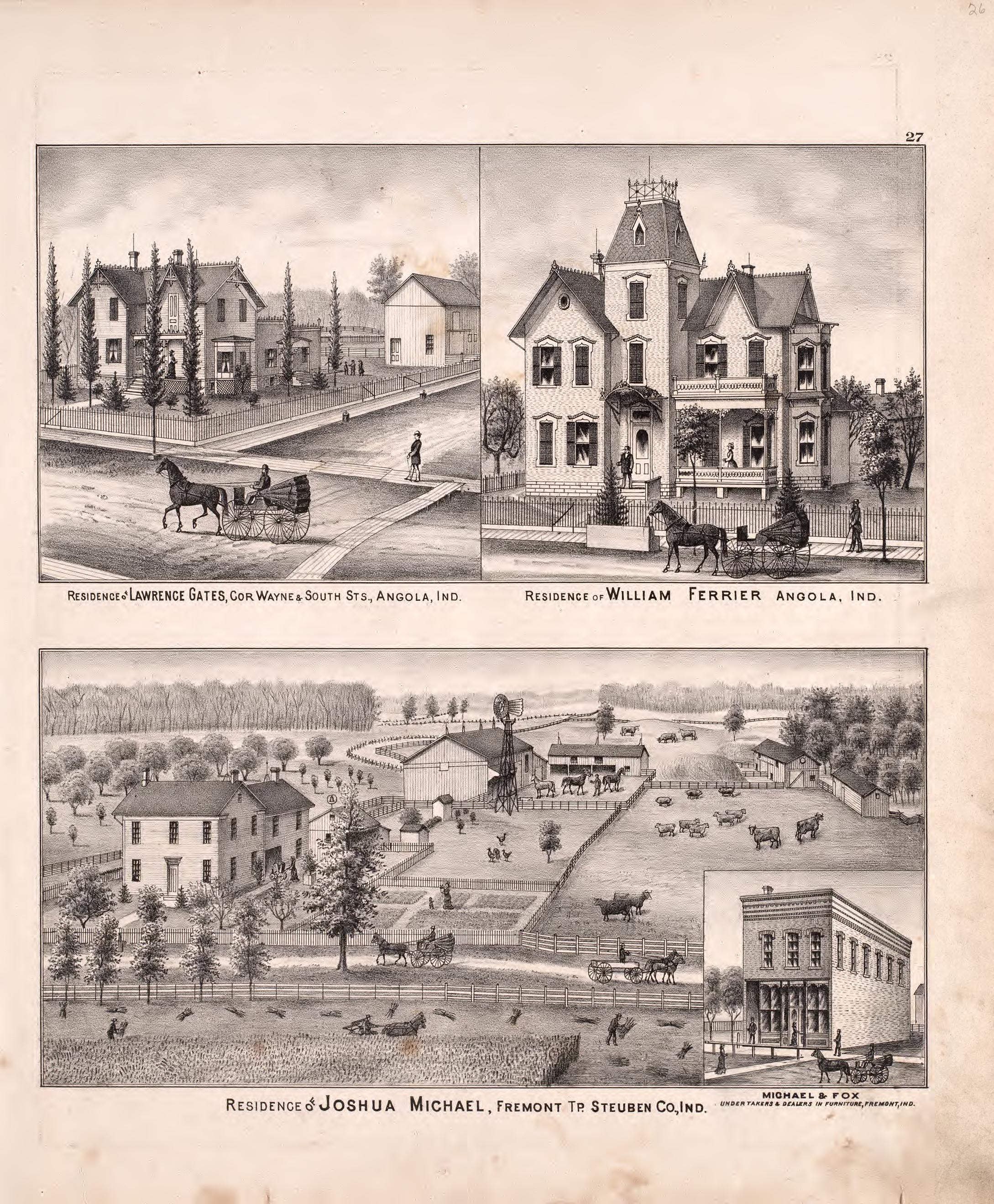 Residences from Atlas of Steuben County, Indiana : to Which Are Added Various General Maps, History, Statistics, Illustrations, & C. & C. & C 1880 by Relic Map Company