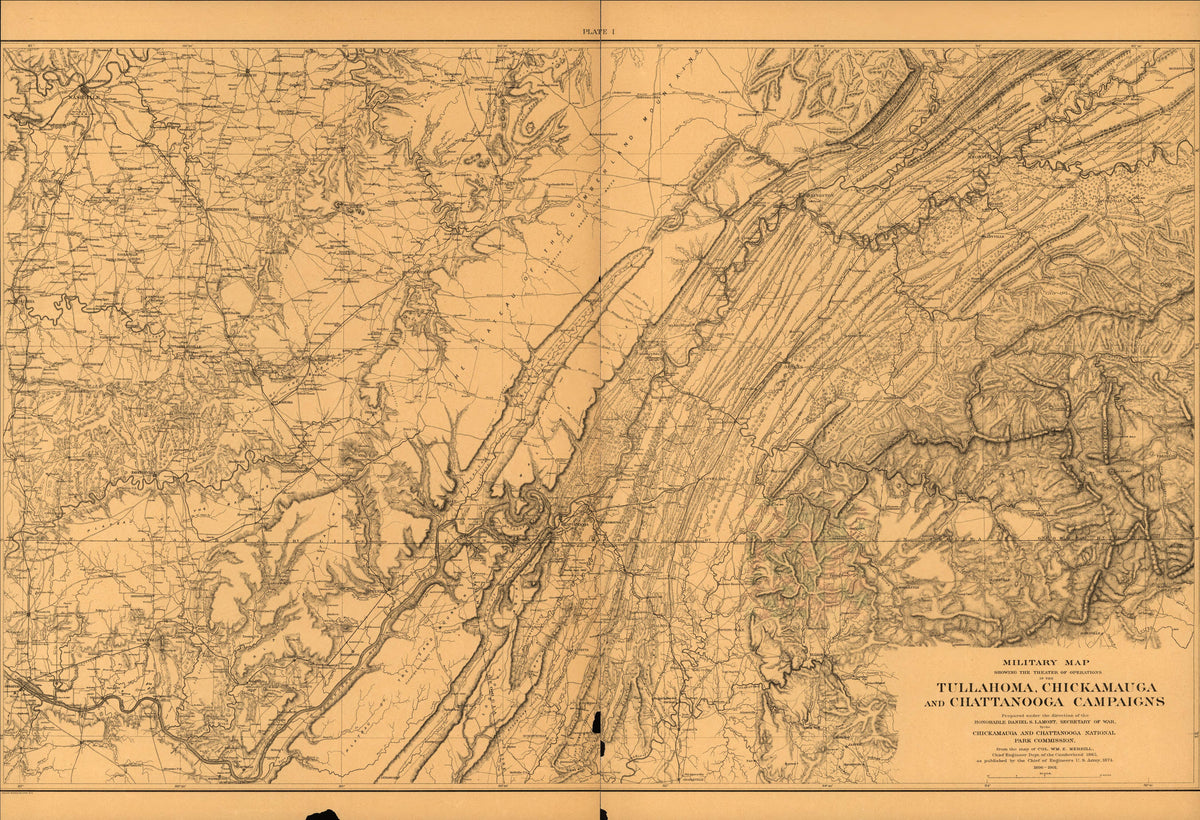 Military Map Tullahuma, Chickamauga and Chattanooga Campaigns from Atlas of Chickamauga, Chattanooga, and Vicinity 1901 by Relic Map Company