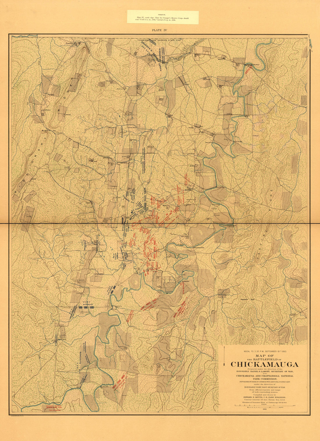 This old map of Chattanooga, Chickamauga, Georgia, Tennessee, was created by United States. Chickamauga and Chattanooga National Park Commission in 1901