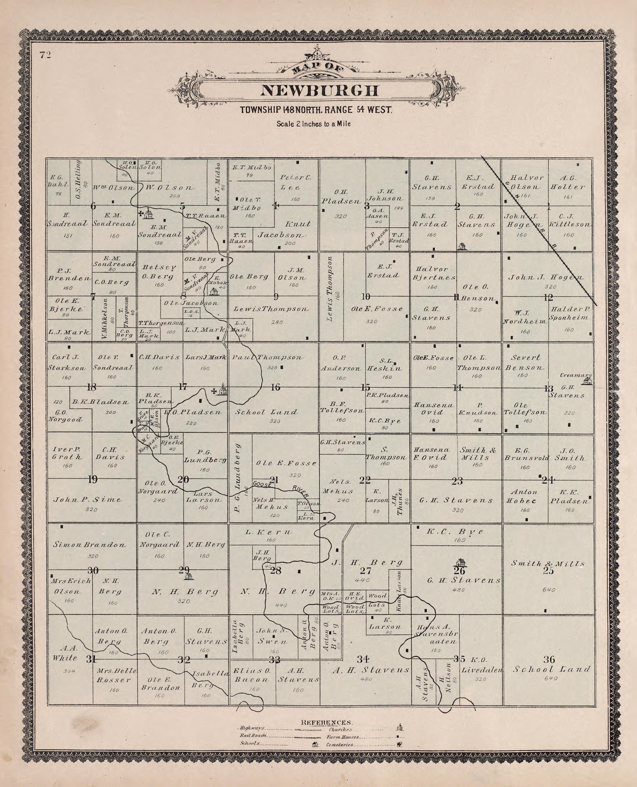 Newburgh from Illustrated Historical Atlas of Traill and Steele Counties, North Dakota 1892 by Relic Map Company