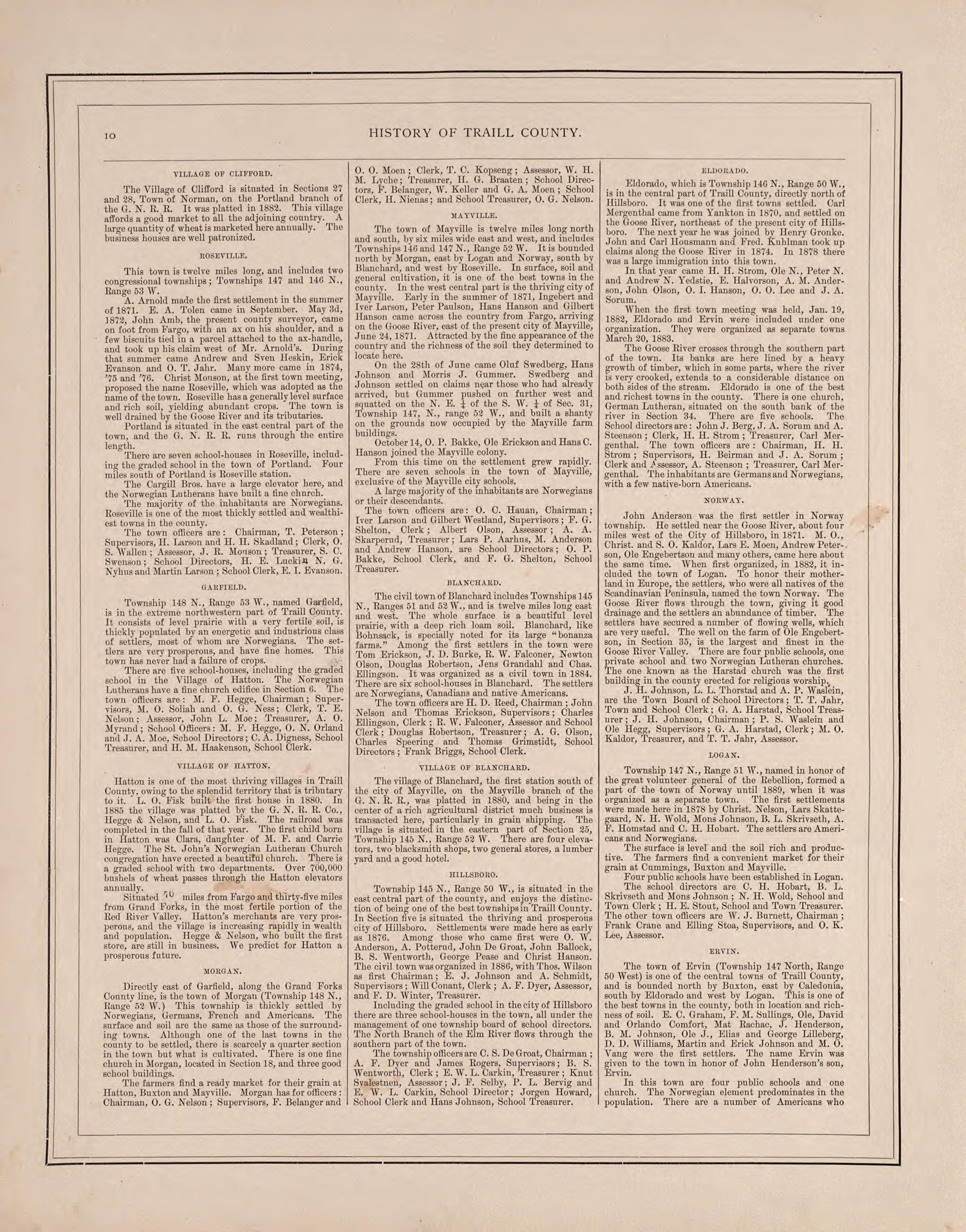 History of Traill County - 3 from Illustrated Historical Atlas of Traill and Steele Counties, North Dakota 1892 by Relic Map Company