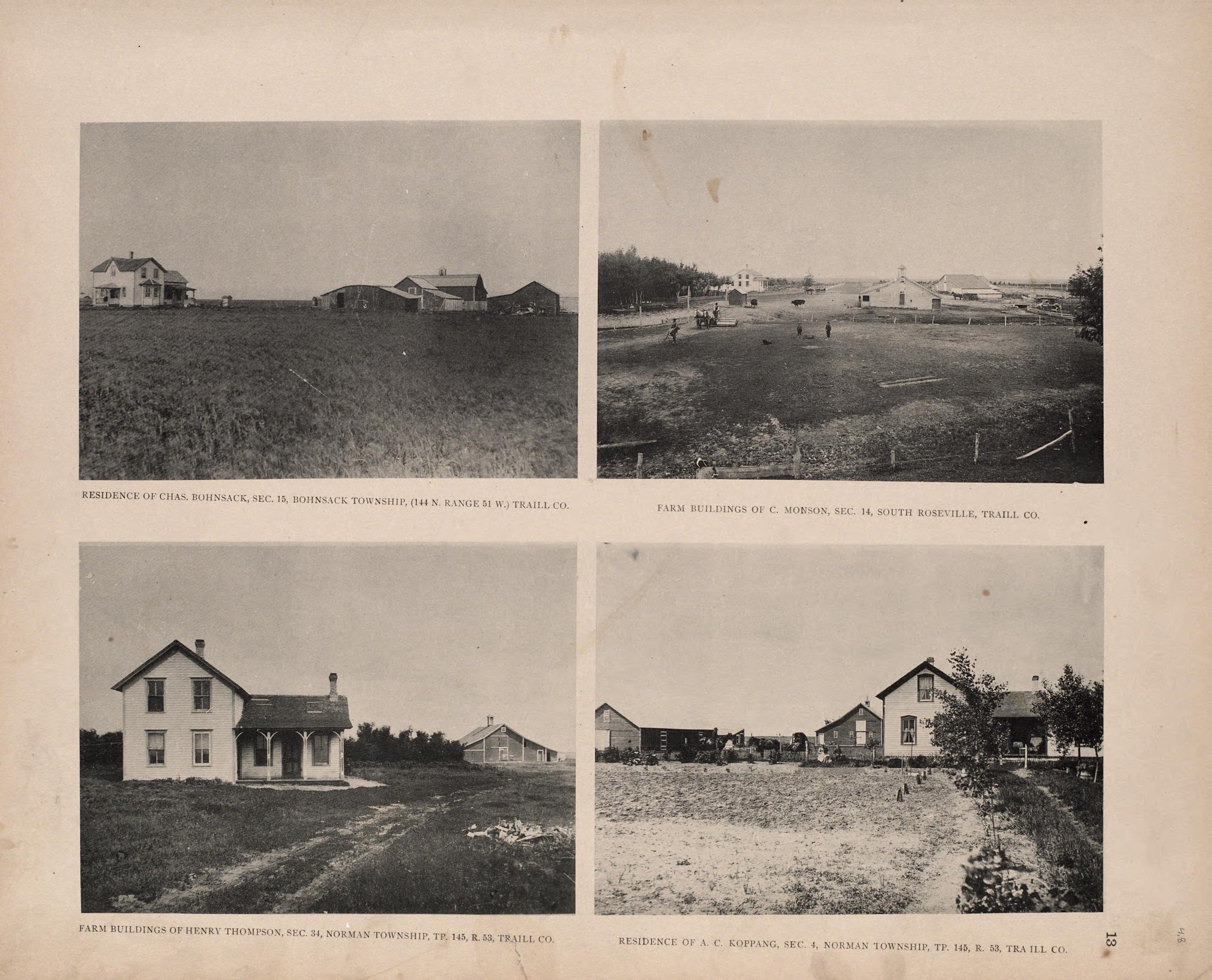 Views of Bohnsack, Norman, and South Roseville from Illustrated Historical Atlas of Traill and Steele Counties, North Dakota 1892 by Relic Map Company