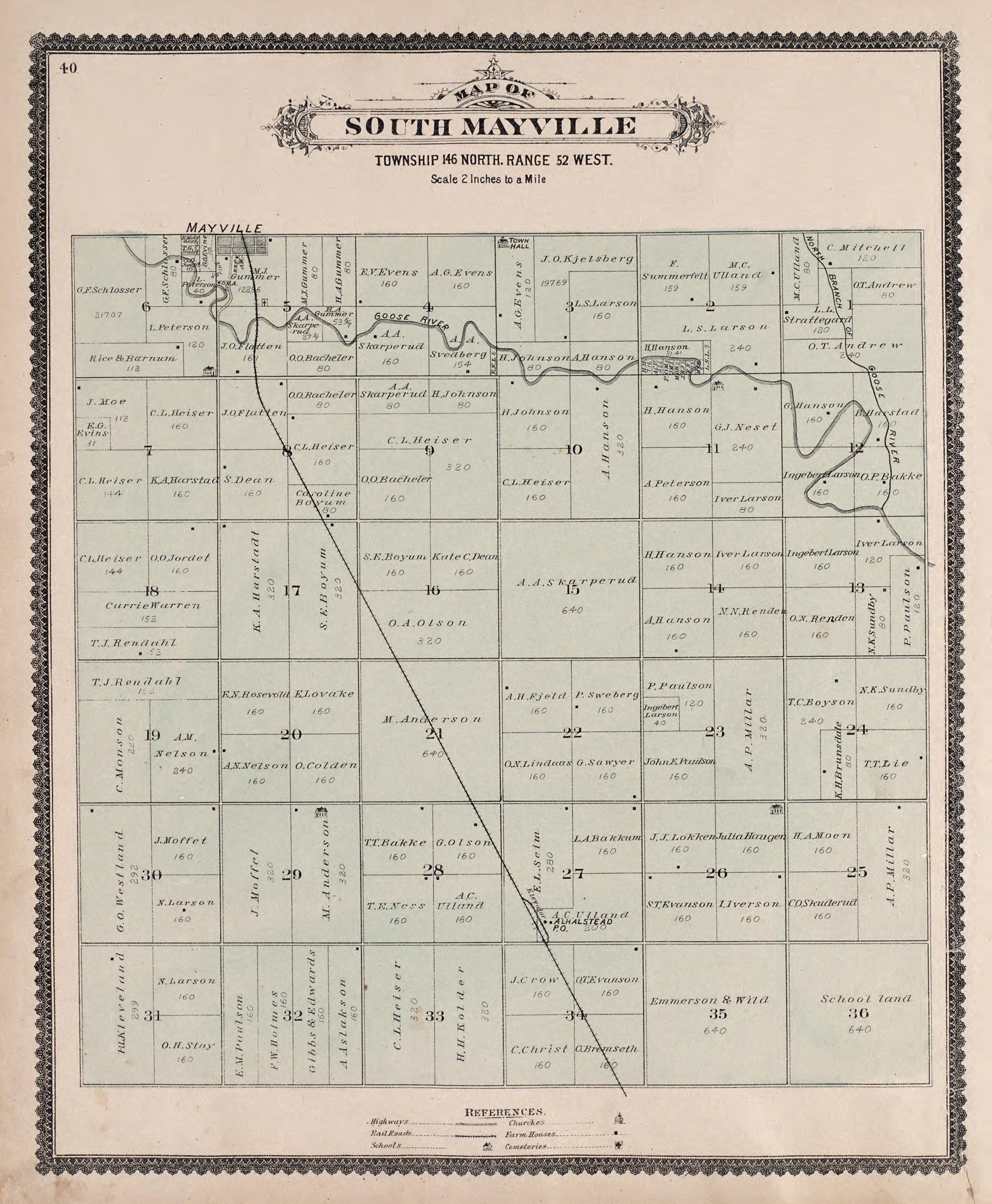 South Mayville from Illustrated Historical Atlas of Traill and Steele Counties, North Dakota 1892 by Relic Map Company