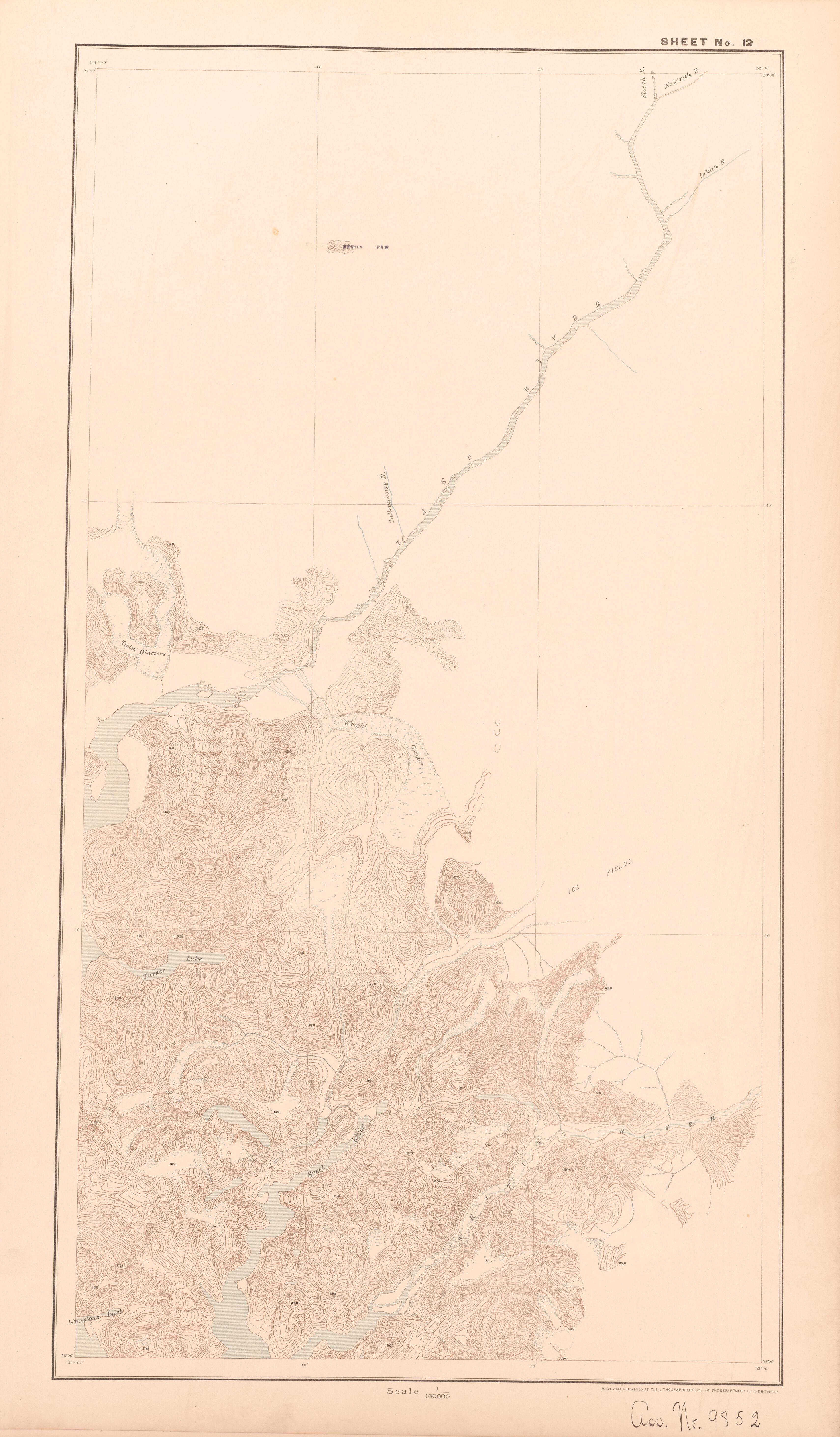 Sheet 12 from Alaskan Boundary Atlas 1895 : Maps of British Commission : to Accompany Joint Report Dated Dec. 31st, 1895 by Relic Map Company